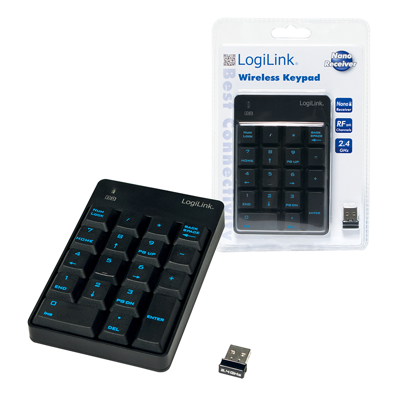 Logilink Keypad wireless, mit 18 Tasten, black