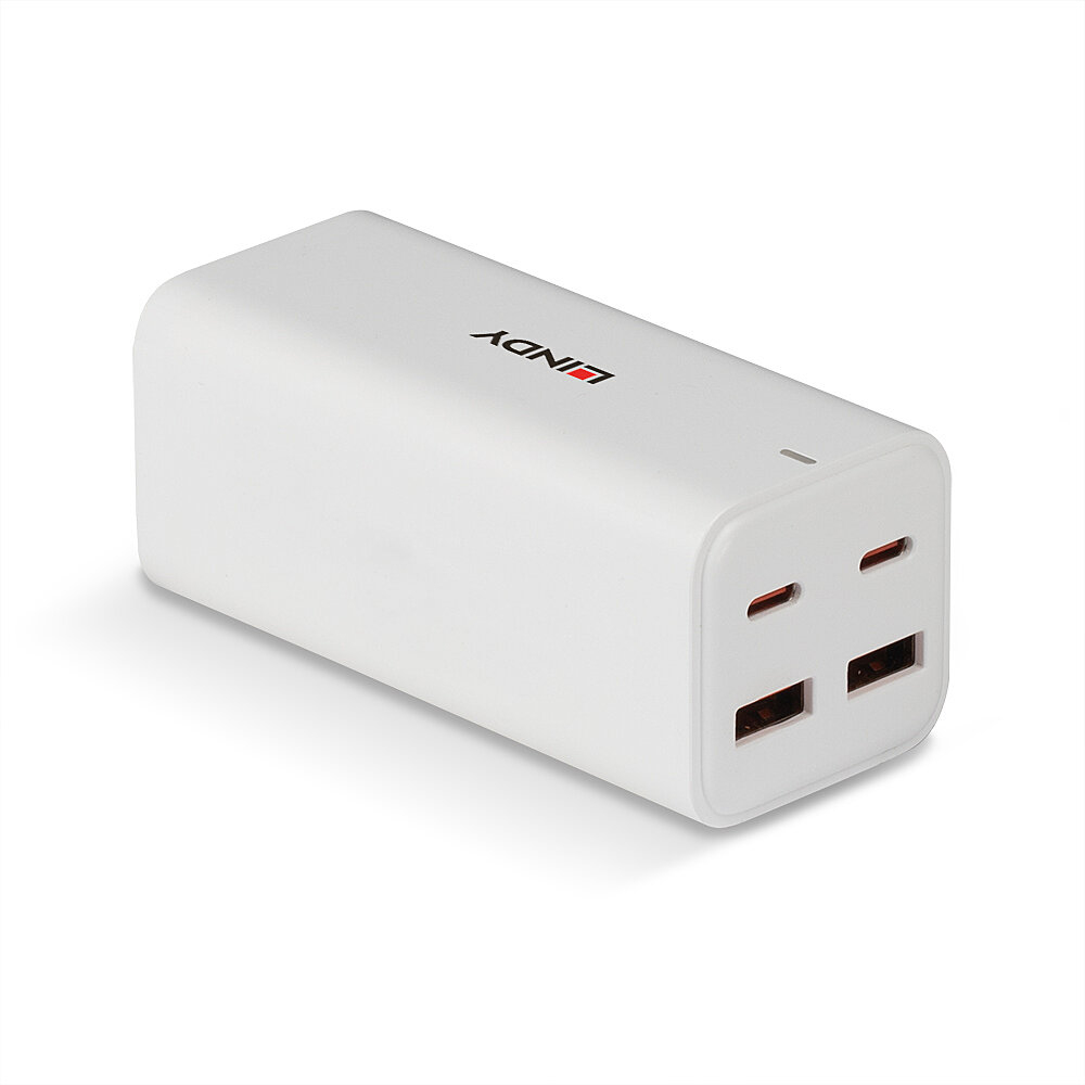 LINDY USB 4-Port GaN Fast Charger 100W 2xUSB-C PD/2xUSB-A we