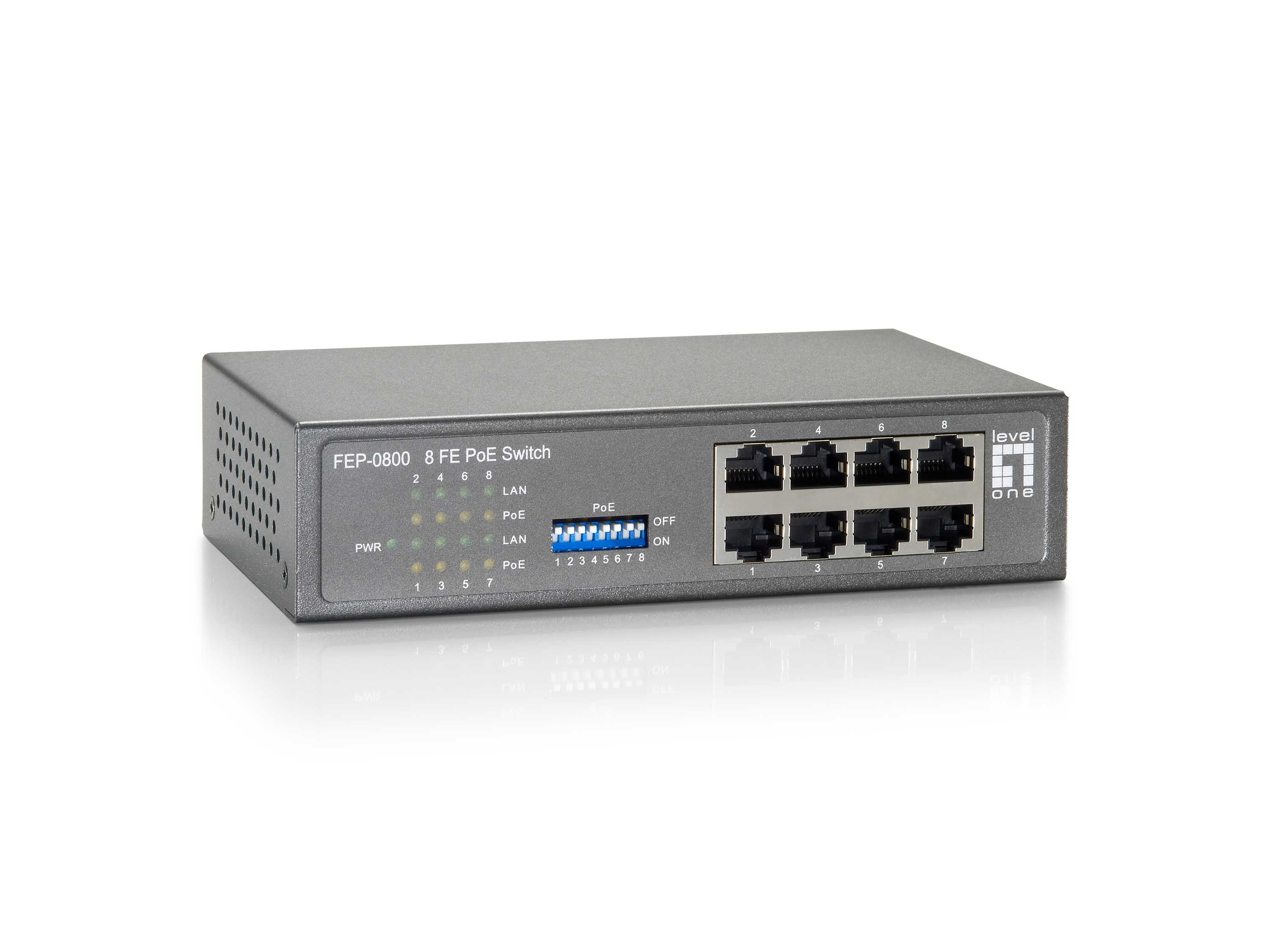 LevelOne PoE Switch  8xFE PoE             90W        Plastik