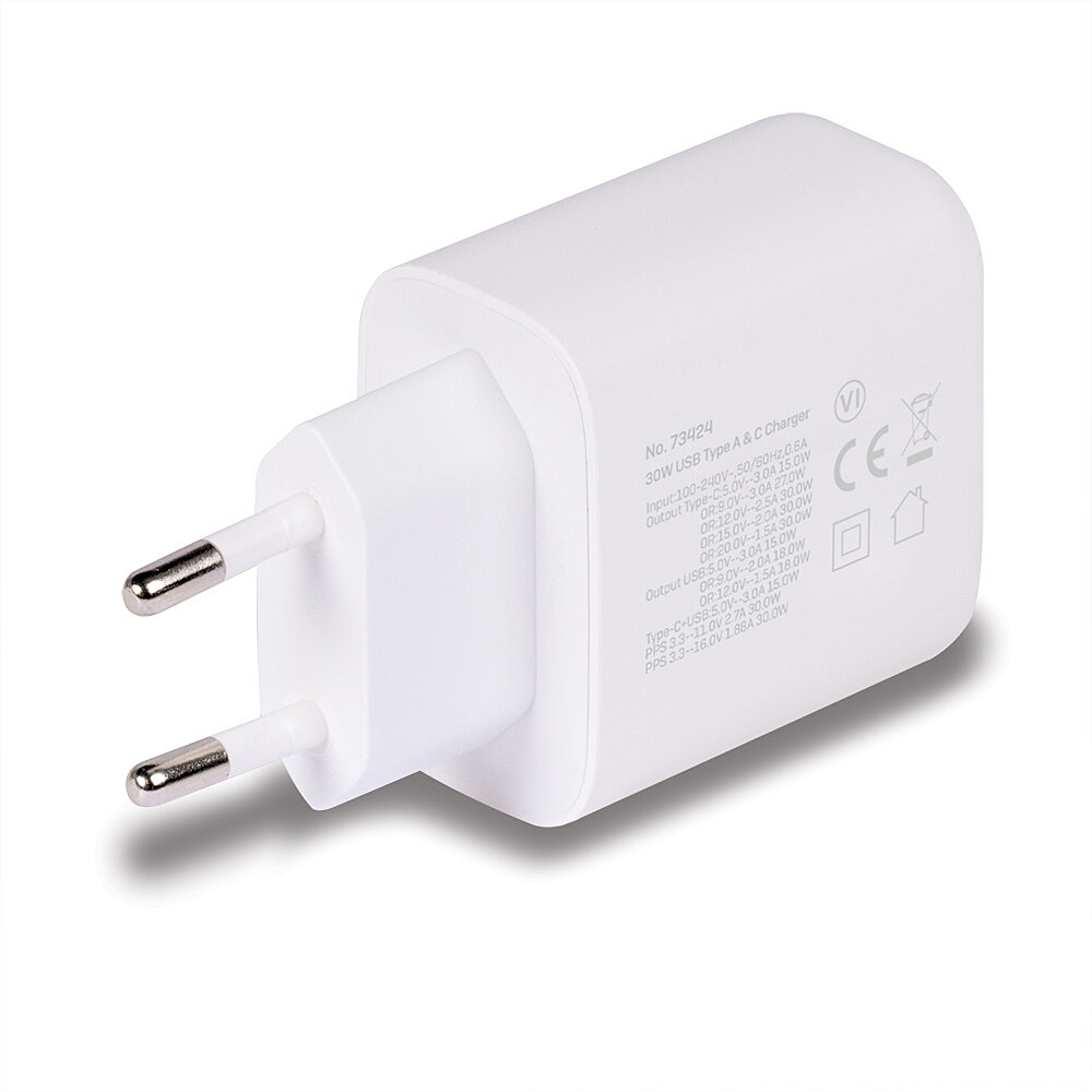 LINDY USB Ladegerät Typ A & C Charger 30W, weiß