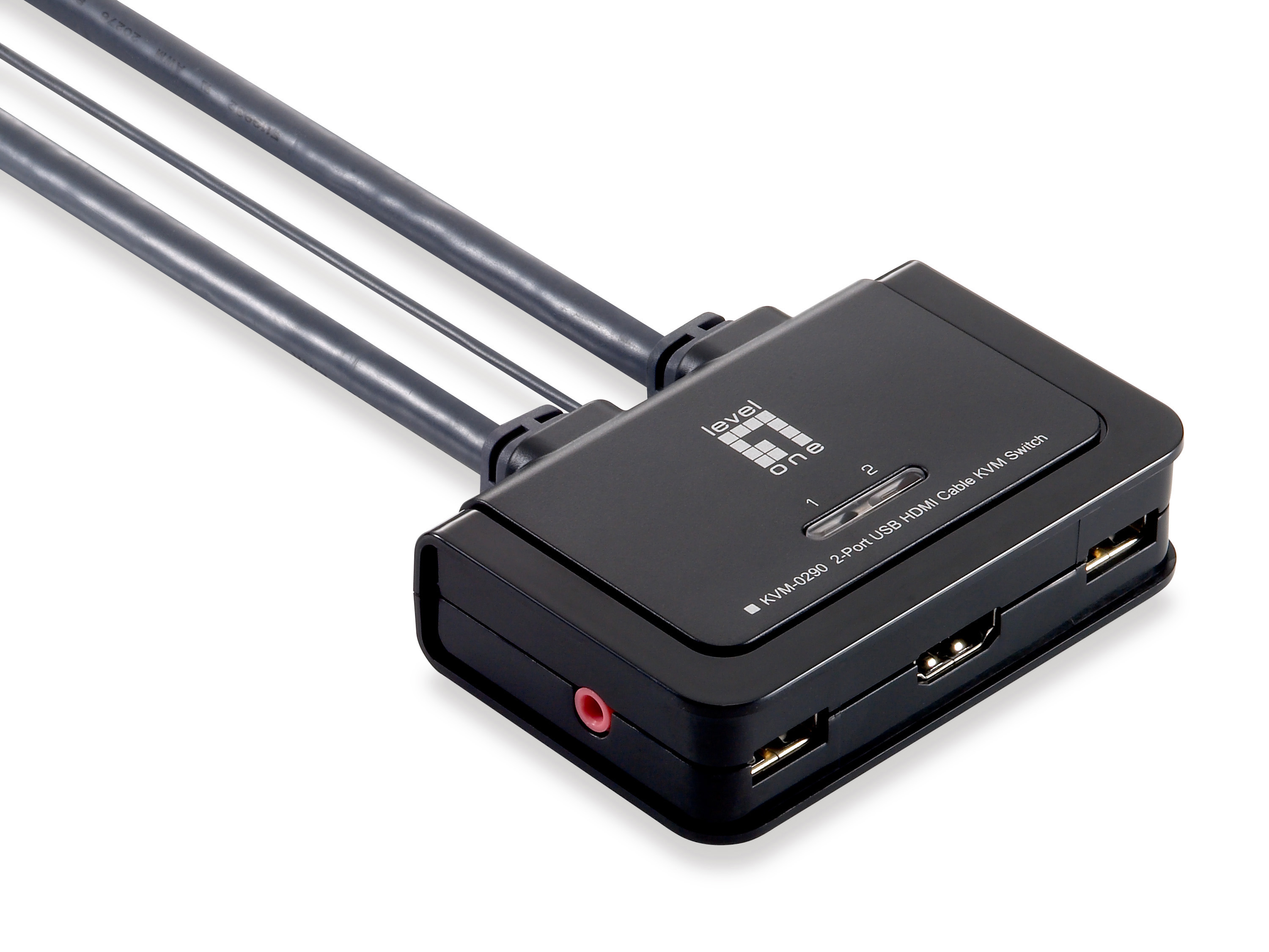 LevelOne 2-Port-Kabel-KVM-Switch, HDMI, USB
