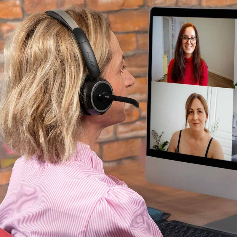 LINDY L118 Kabelloses Büro-Headset mit Ladestation, Plug/Pla