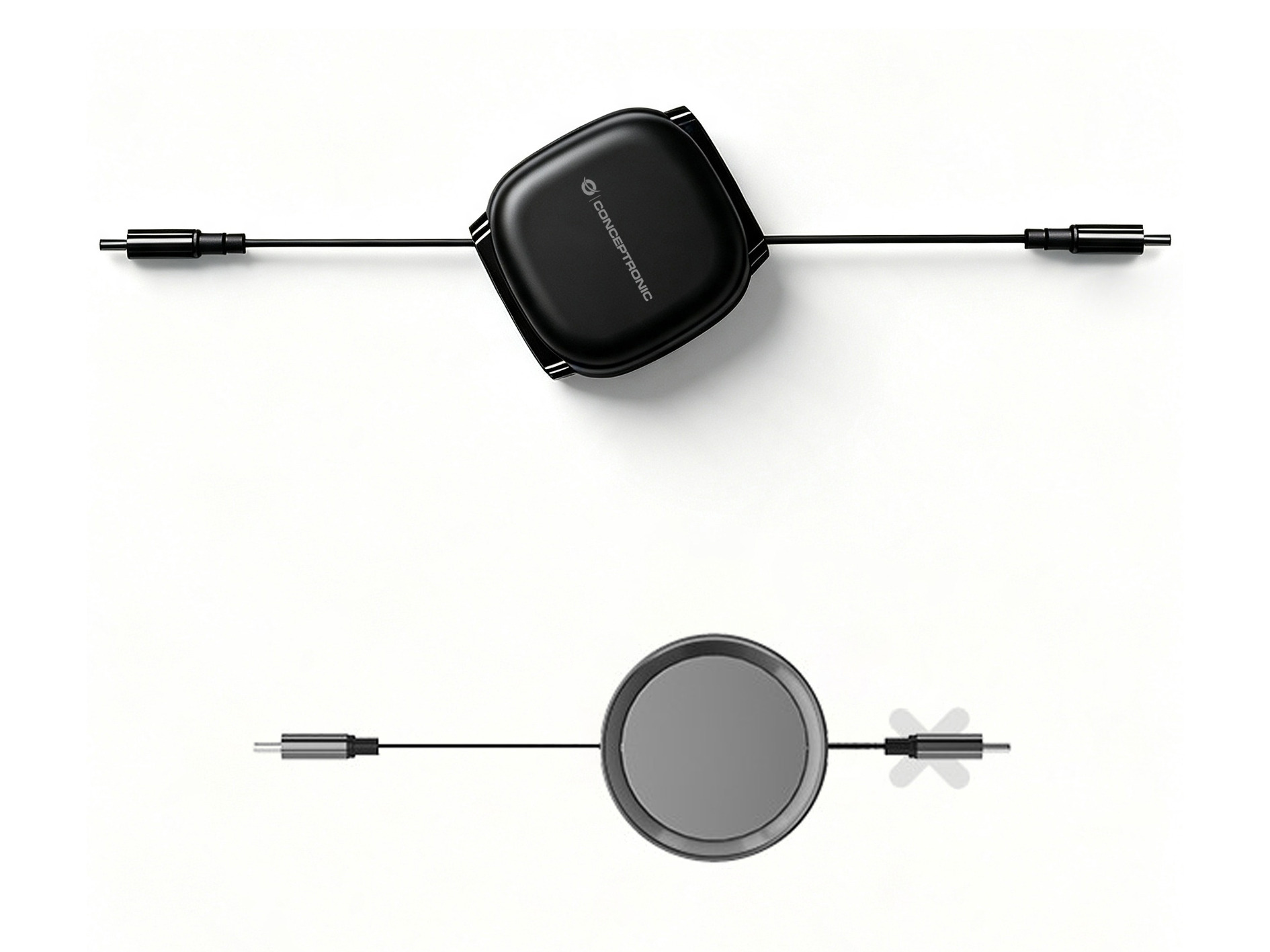 Conceptronic Kabel USB-C2.0->C 100W/PD 480Mbs einziehbar sw - Kabel