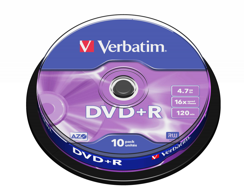 DVD+R Verbatim 4,7GB 10pcs Pack 16x Spindel azo silber retail