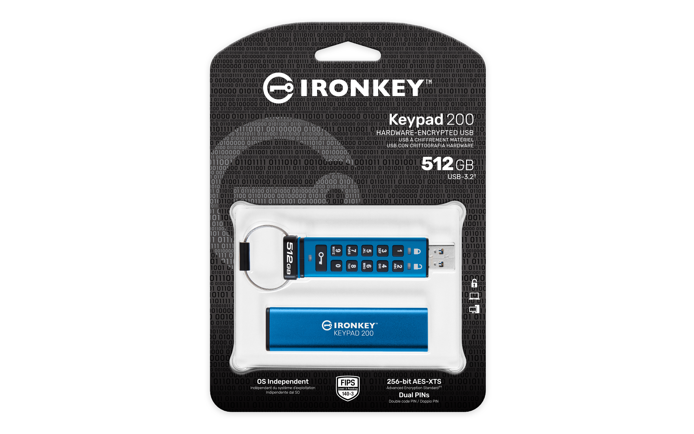 USB-Stick 512GB Kingston IronKey Keypad 200 retail