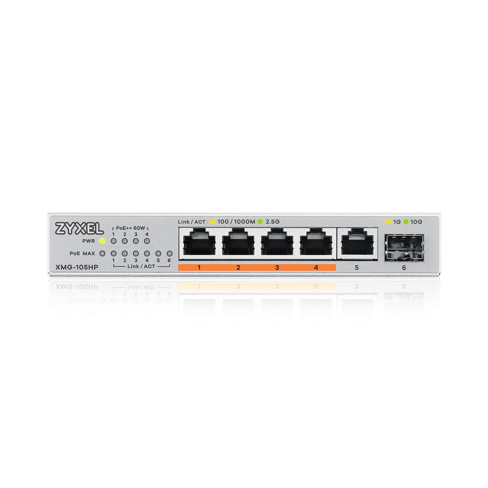 Zyxel Switch XMG-105 5 Port 10/2,5G MultiGig PoE++ unmanaged Switche