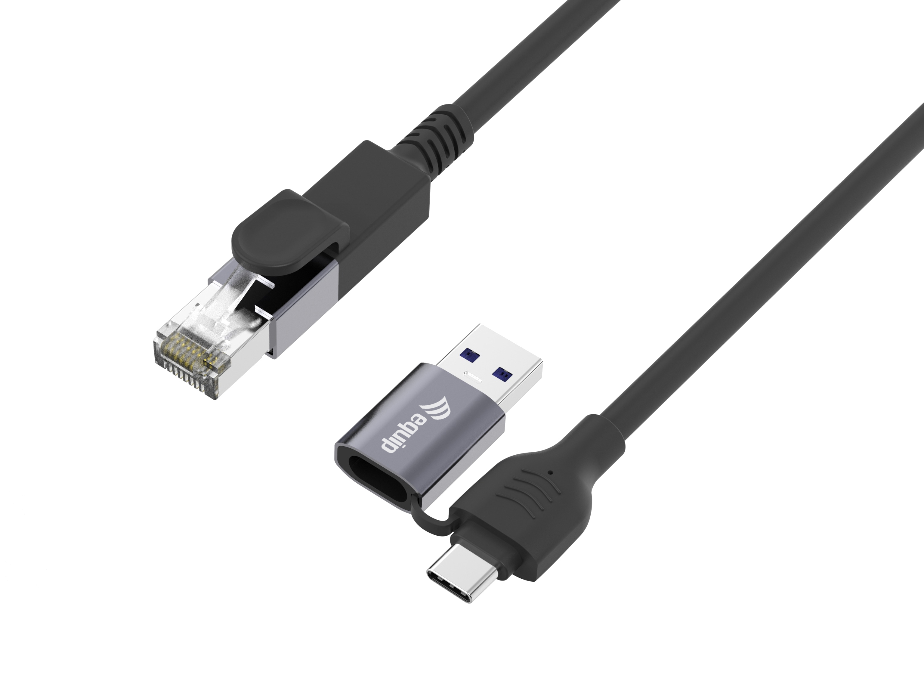 Equip Adapter GigaBit USB-C+A->RJ45     St/St  5.00m schwarz Adapter