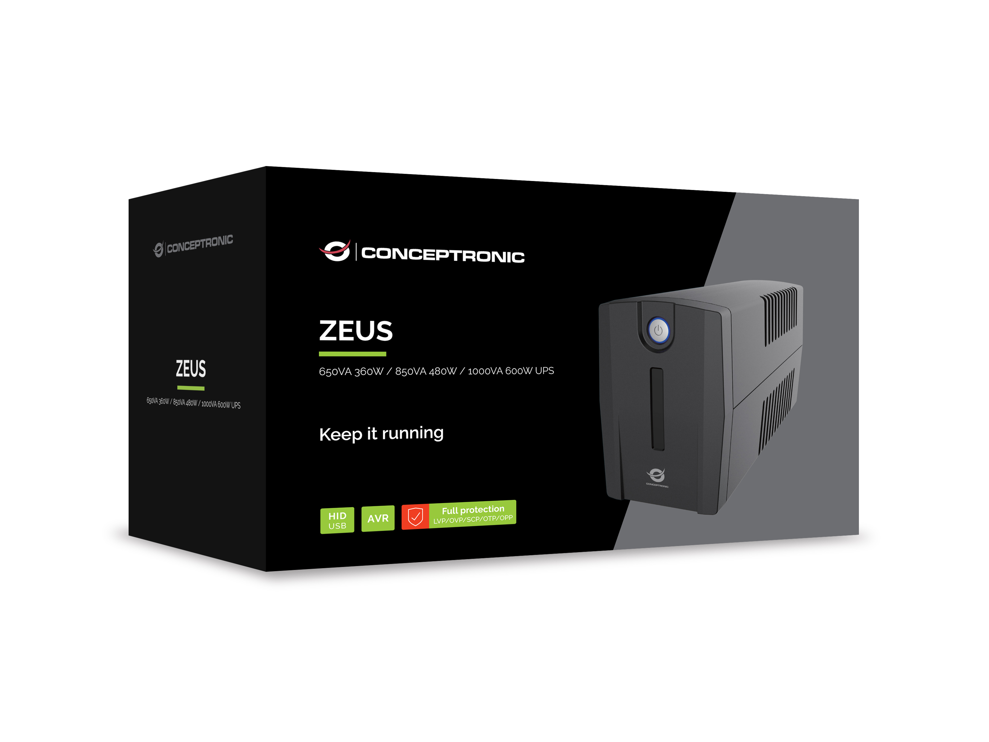 CONCEPTRONIC USV  650VA/360W/2xUK/HID USB/RJ45in/Out/AVR  sw USVs
