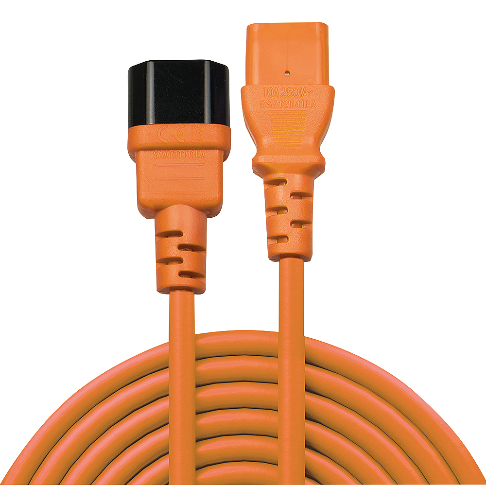 Lindy 30474 Stromkabel Schwarz, Orange 1 m C14-Koppler C13-Koppler