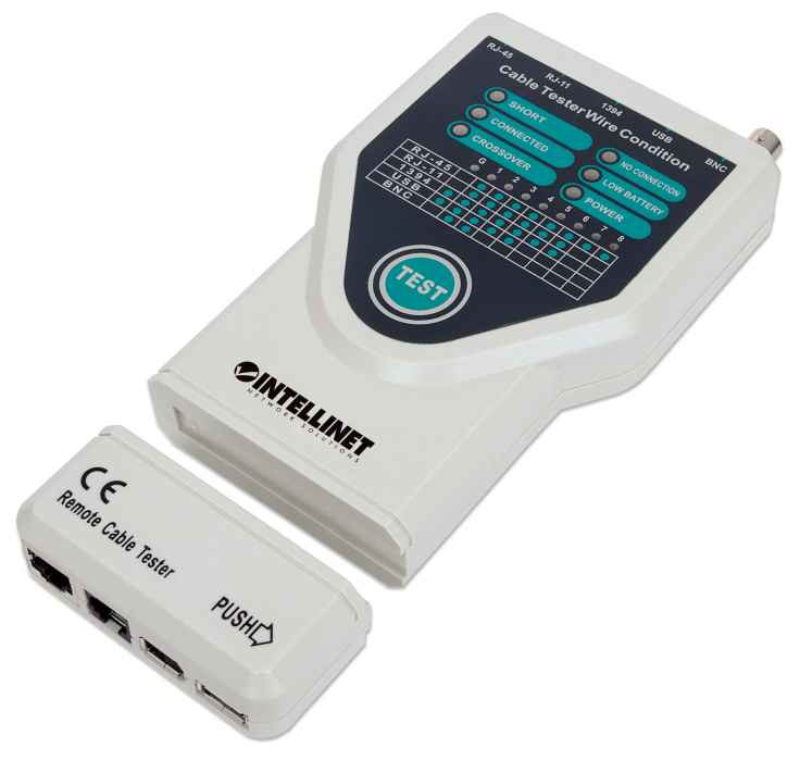 INTELLINET Kabeltester 5-in-1 RJ45/&shy;RJ11/&shy;USB/&shy;FireWire/&shy;10Base