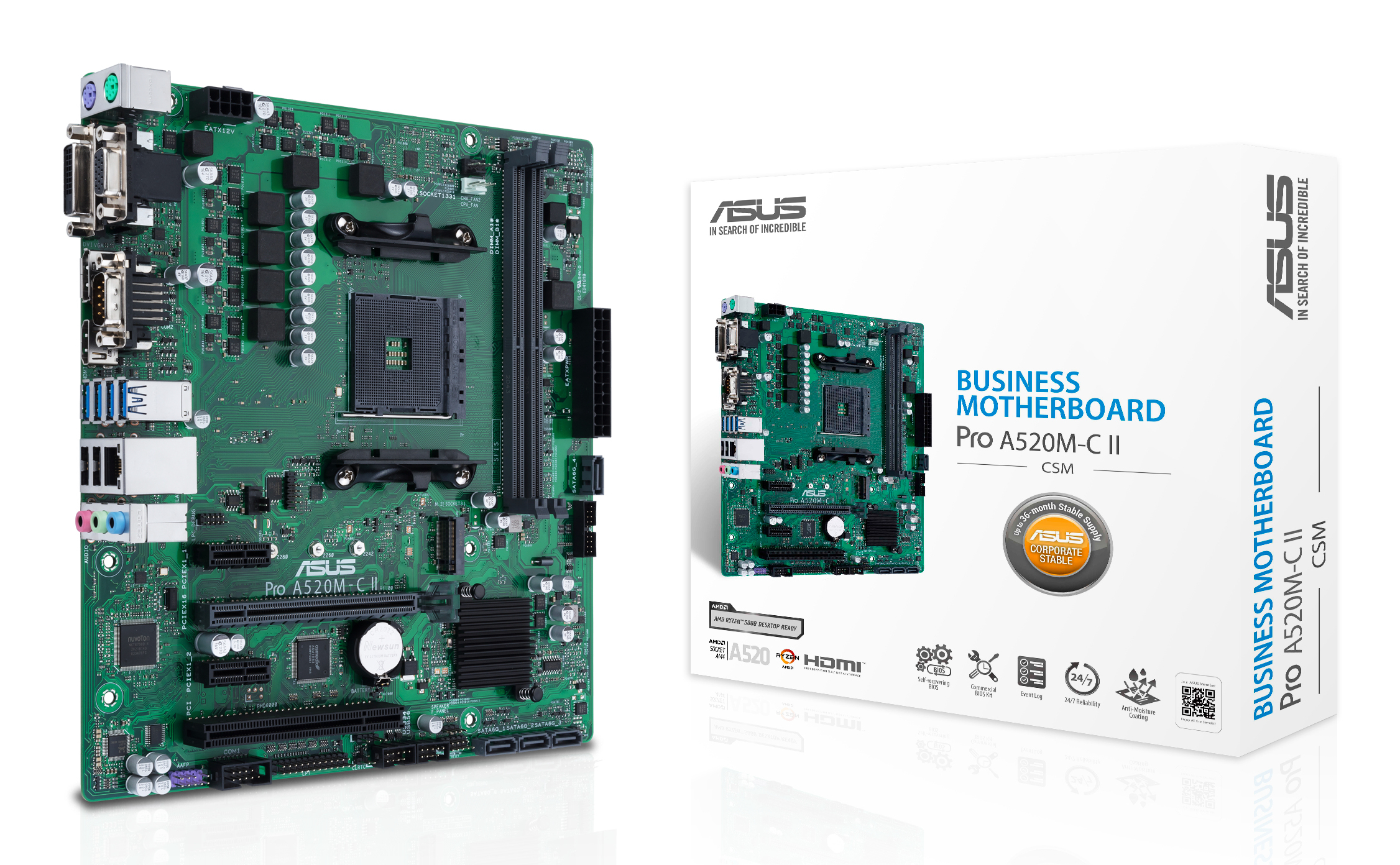 ASUS PRO A520M-C II/­CSM (AMD,AM4,DDR4,mATX) ASUS PRO A520M-C II/­CSM (AMD,AM4,DDR4,mATX)