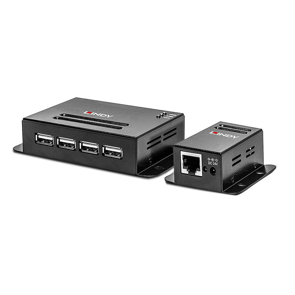 LINDY Extender USB 2.0 Cat5 Power over RJ45 4 Port 50m