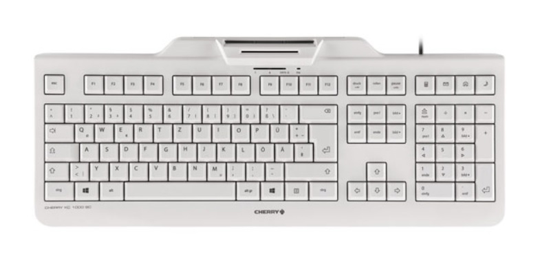CHERRY KC1000SC Tastatur Wired CH 1.80m +SmartCard weiß/grau Mäuse & Tastaturen