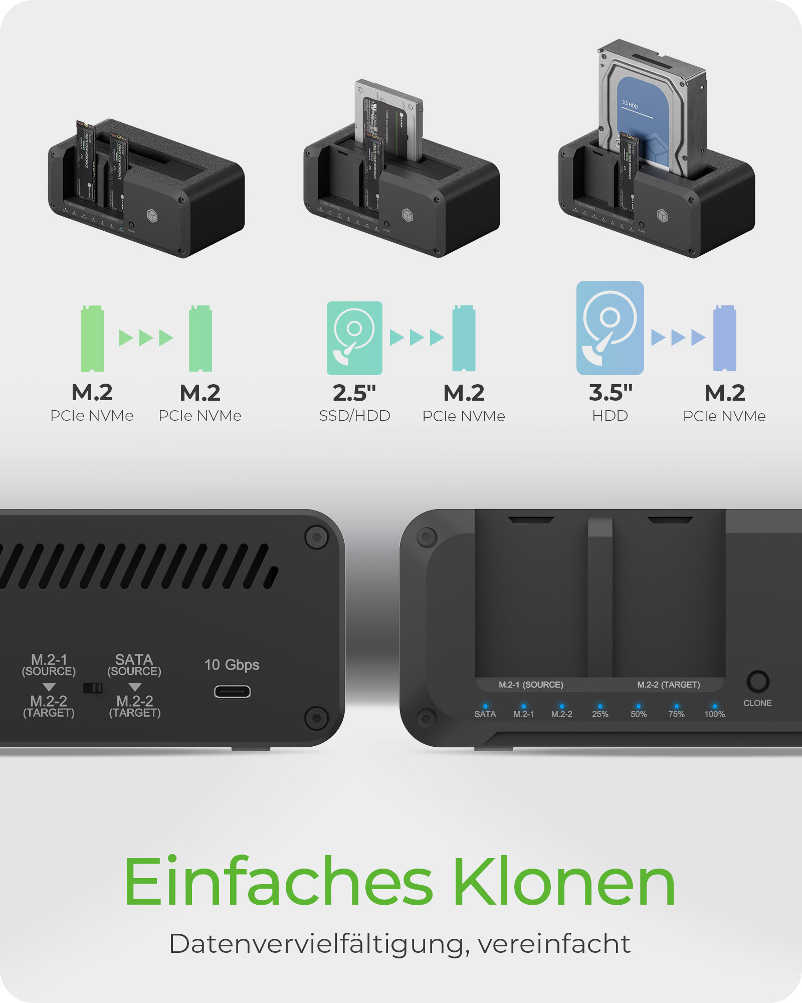 Docking- & Klonstation IcyBox SATA & M.2 USB3.2 Type retail Dockingstation