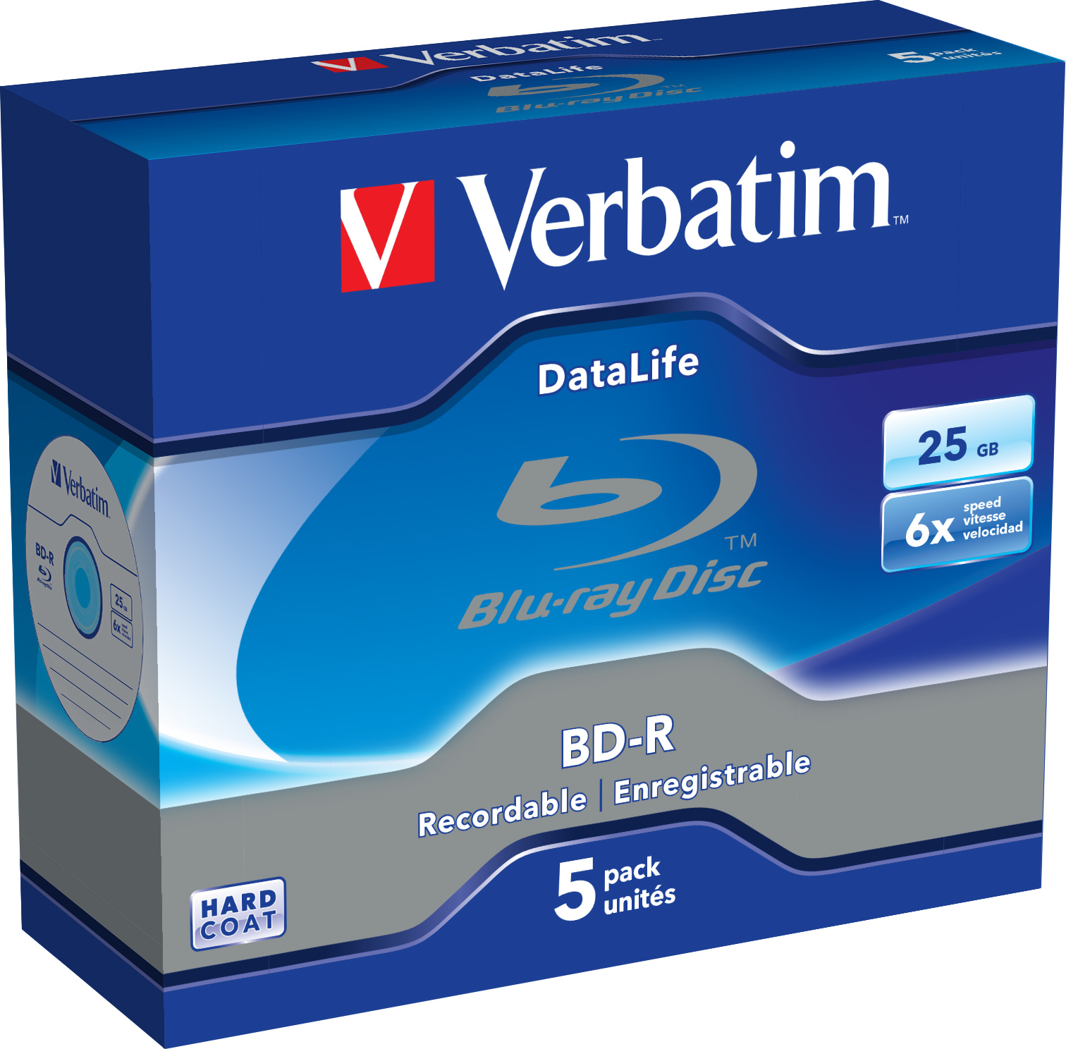 BD-R Verbatim Datalife SL 6x 25GB 5PK Jewel Case No ID retail