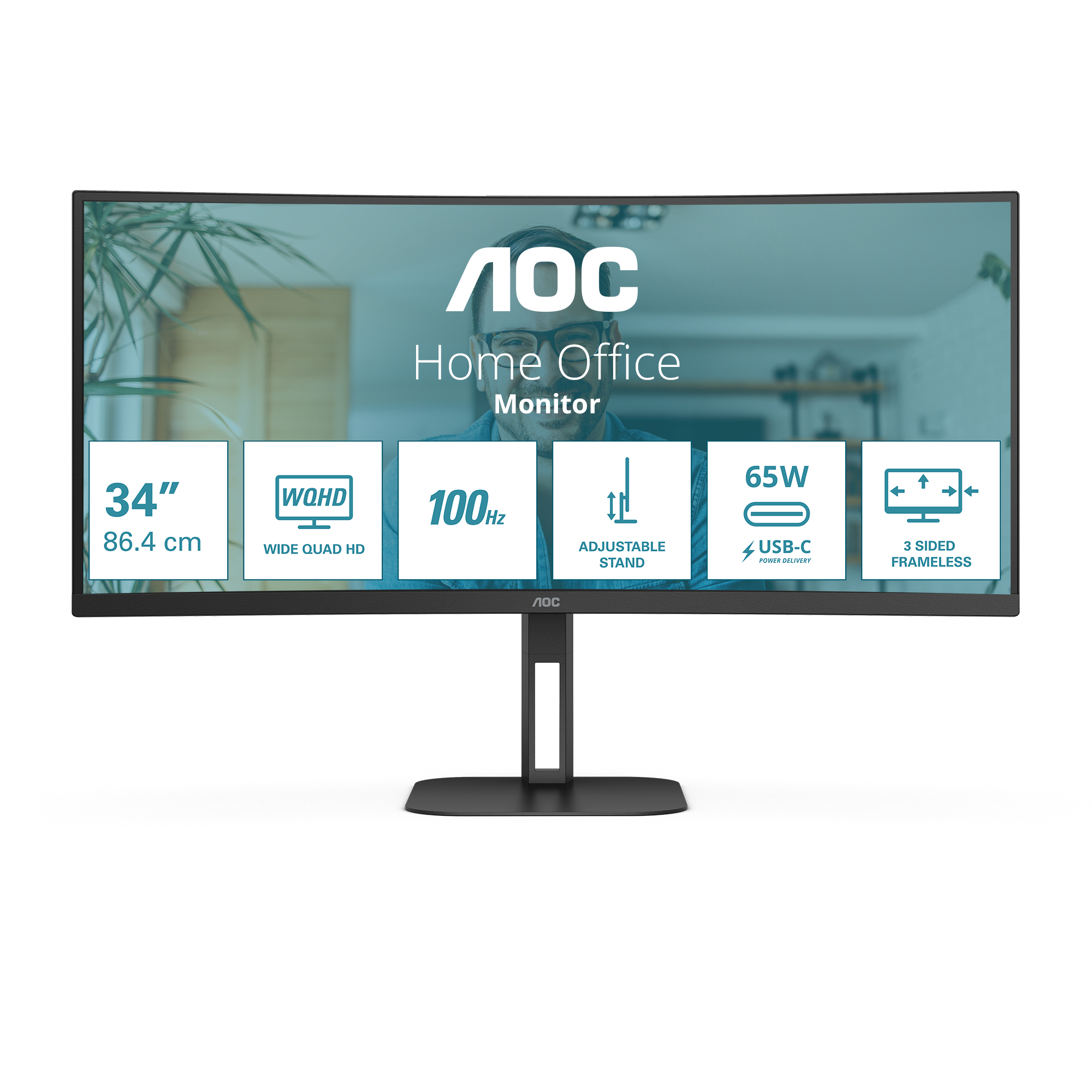 AOC 86,0cm (34")  CU34V5C/&shy;BK 21:09  HDMI+DP+USB-C Curved retail