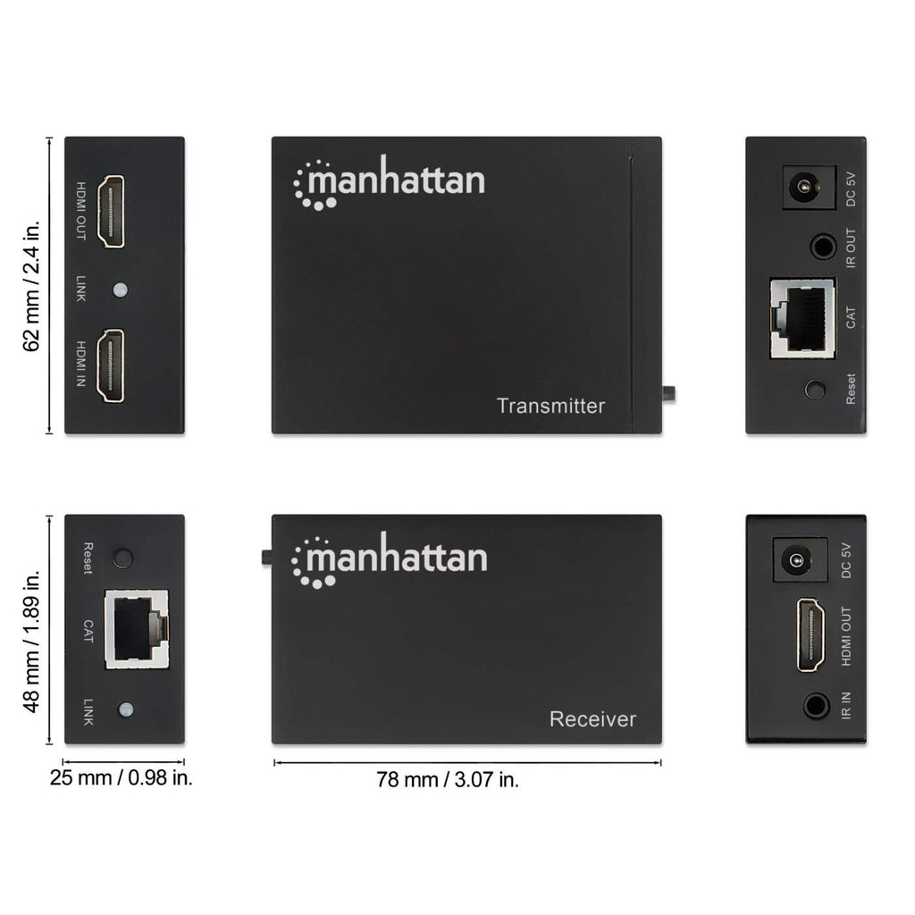 MANHATTAN Extender,HDMI 1080p,Up To 50 m,Cat5e,Black,Retail