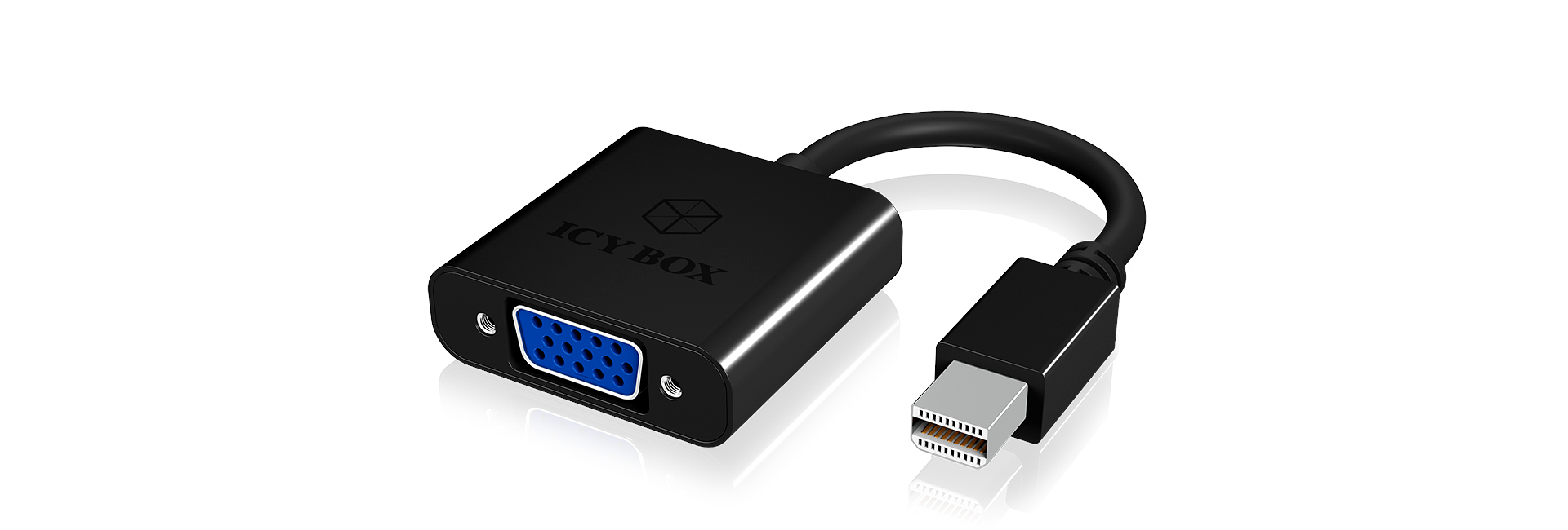 Adapter IcyBox 1x Mini DisplayPort Stecker -> 1x VGA Buchse reta
