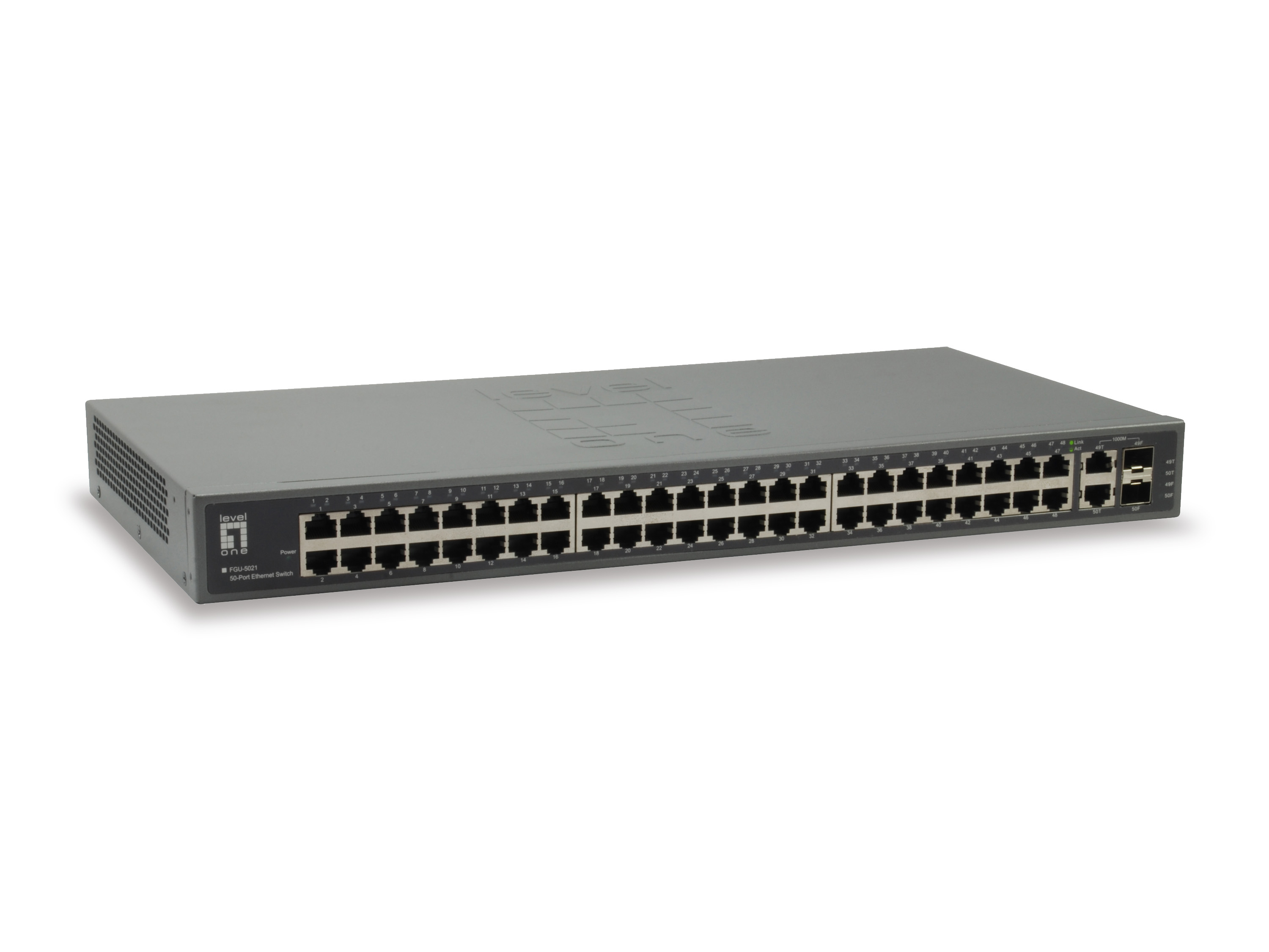 LevelOne Switch 48xFE/&shy;2xGE RJ45/&shy;SFP Combo 19"unmanaged Metal