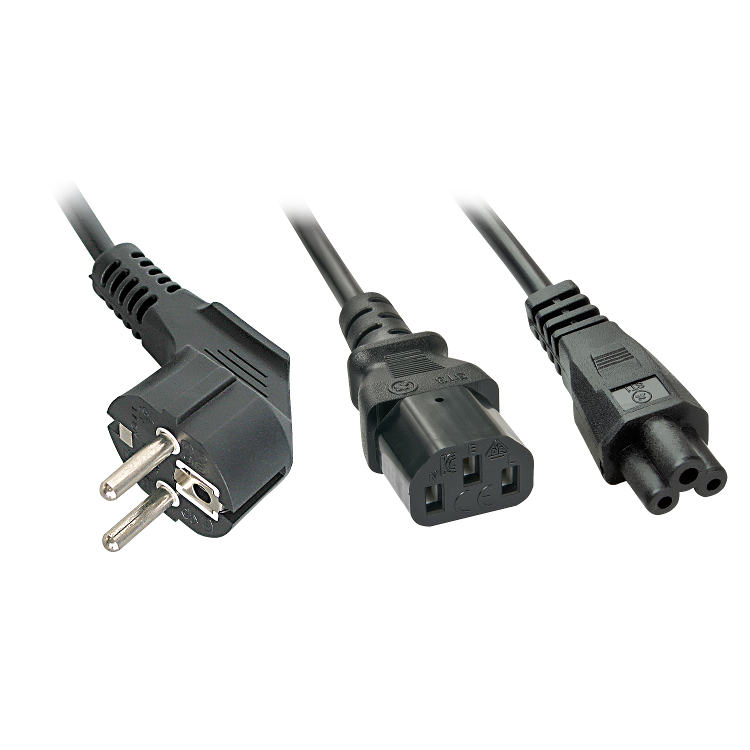 LINDY IEC-Y-Netzkabel an IEC C13 & C5 Schukostecker/C13 2m Stromkabel