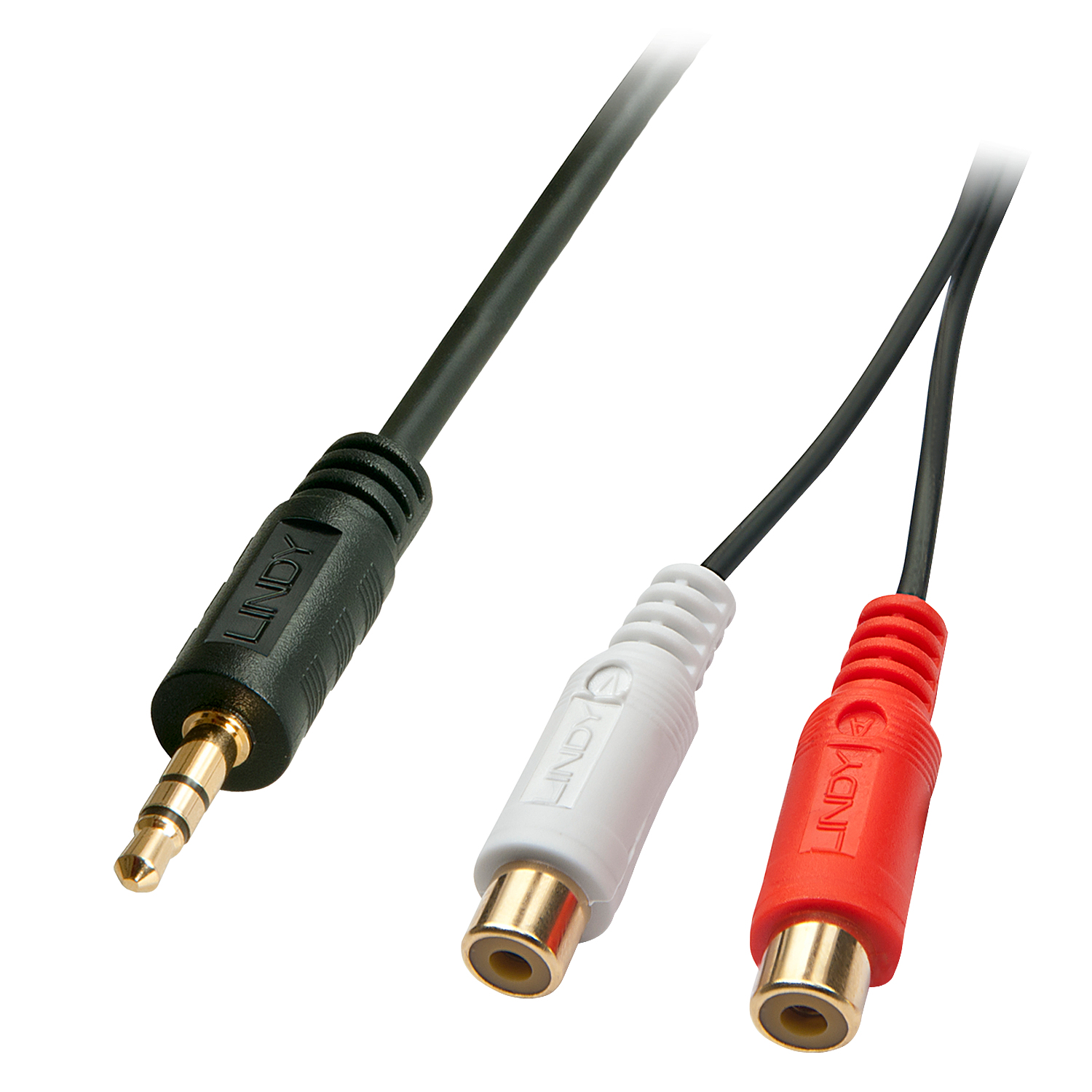 LINDY Audiokabel Stereo 3.5mm/&shy;2xRCA M/&shy;F 0.25m