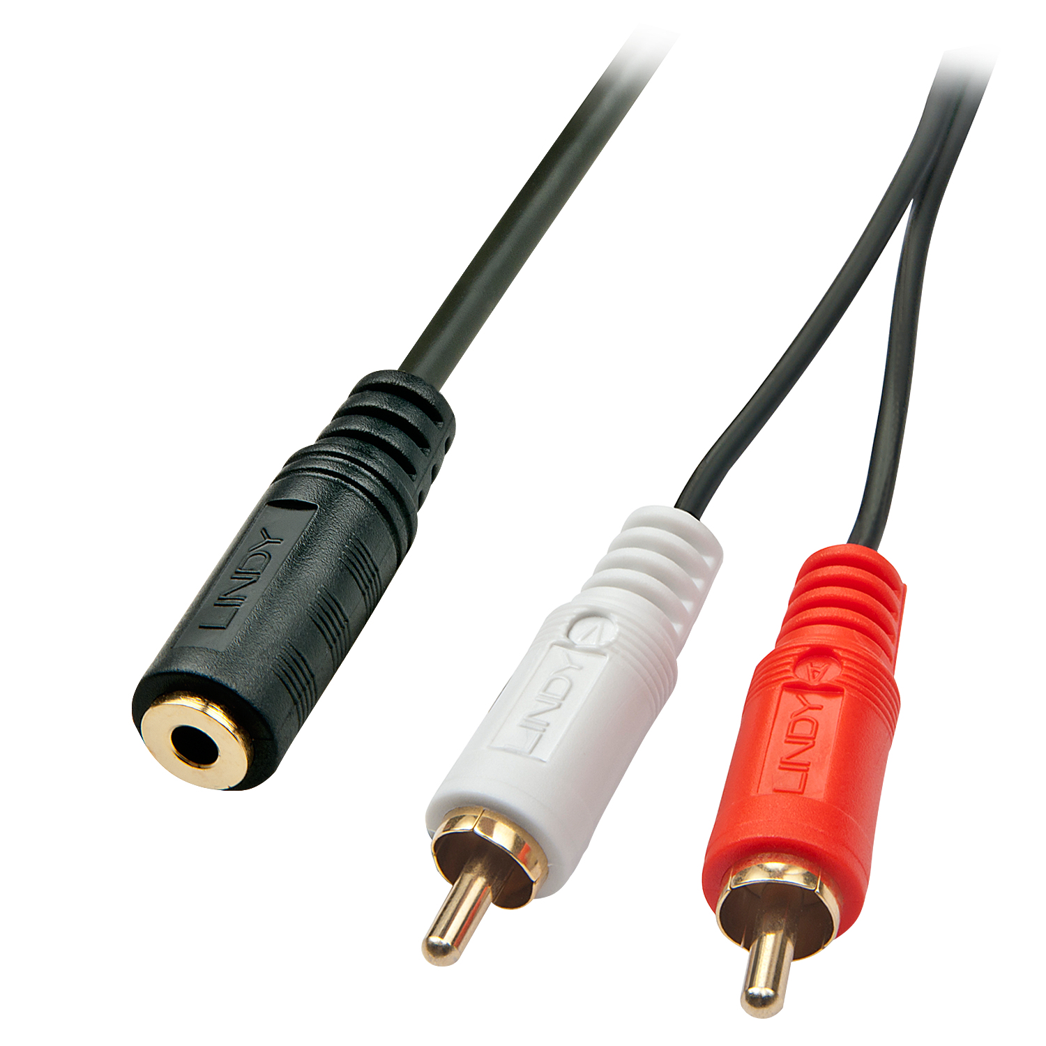 LINDY Audiokabel Stereo 3.5mm/&shy;2xRCA F/&shy;M 0.25m