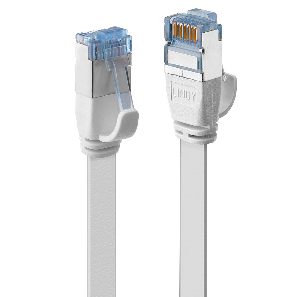 LINDY Patchkabel Cat6A U/FTP Flachband weiß 3.00m Patchkabel RJ45