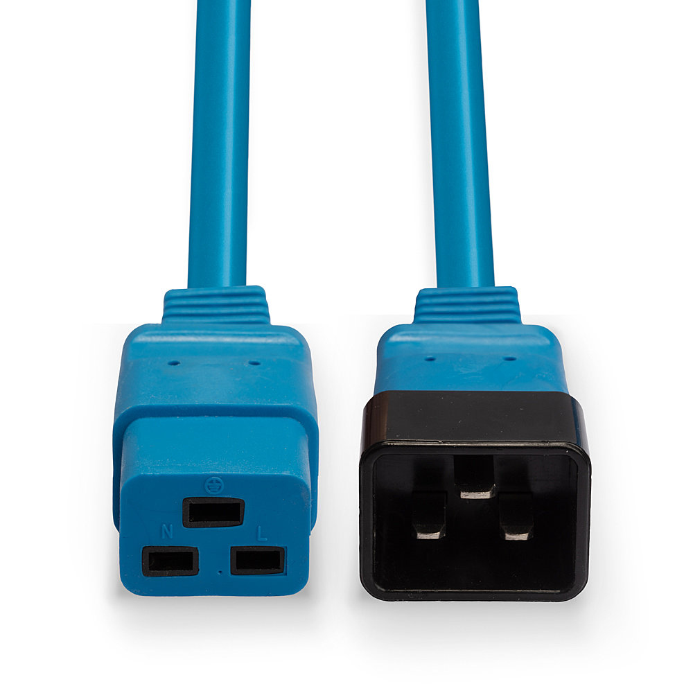 LINDY IEC-Netzverlängerung C19 auf C20 blau 2m extern bulk Stromkabel