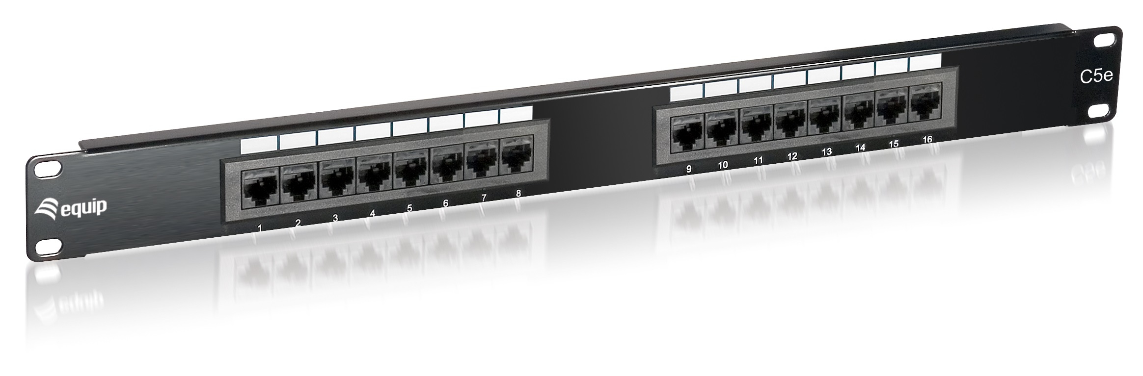 Equip 19" Patchpanel 16xRJ45 Cat5e UTP 1U     100MHz RAL9005