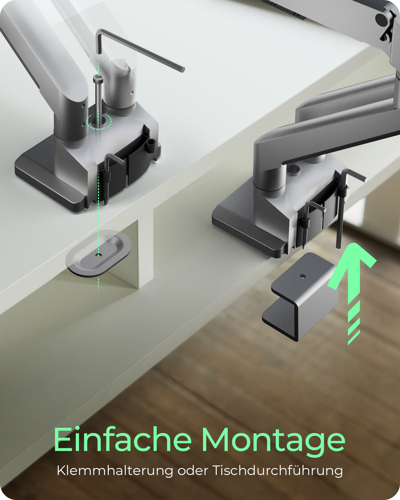 Monitorständer IcyBox 2 Monitore mit Tischhalterung Tischhalter für Monitor