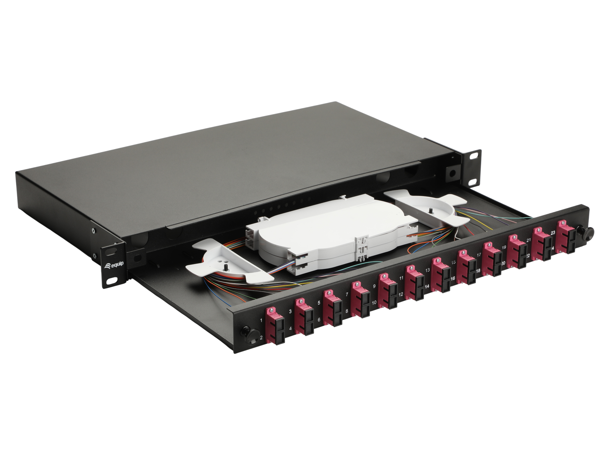 Equip LWL-Spleißkasten 12-Port SC-Duplex OM4 1U komplett sw