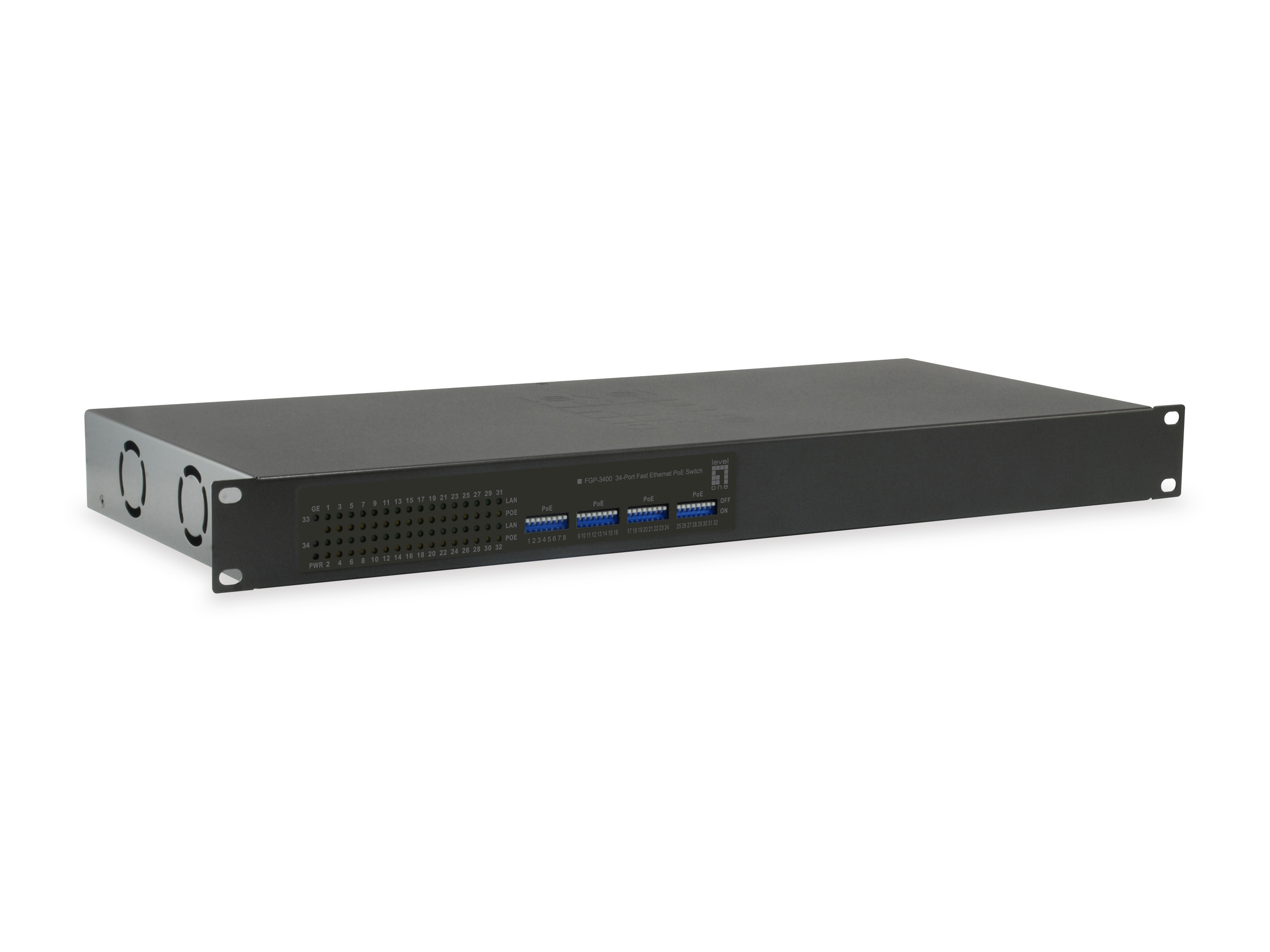 LevelOne FGP-3400W380 Netzwerk-Switch Unmanaged Fast Ethernet (10/100) Power over Ethernet (PoE) Schwarz