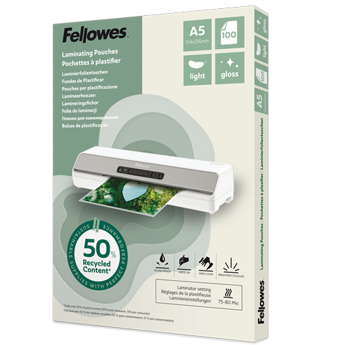 Fellowes Laminierfolie A5 Light Gloss 100er Pack