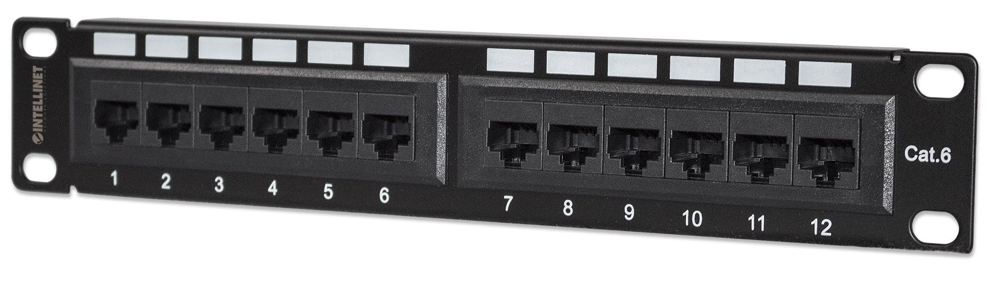 INTELLINET 10" Patchpanel 1HE 12-Port Cat6 UTP schwarz