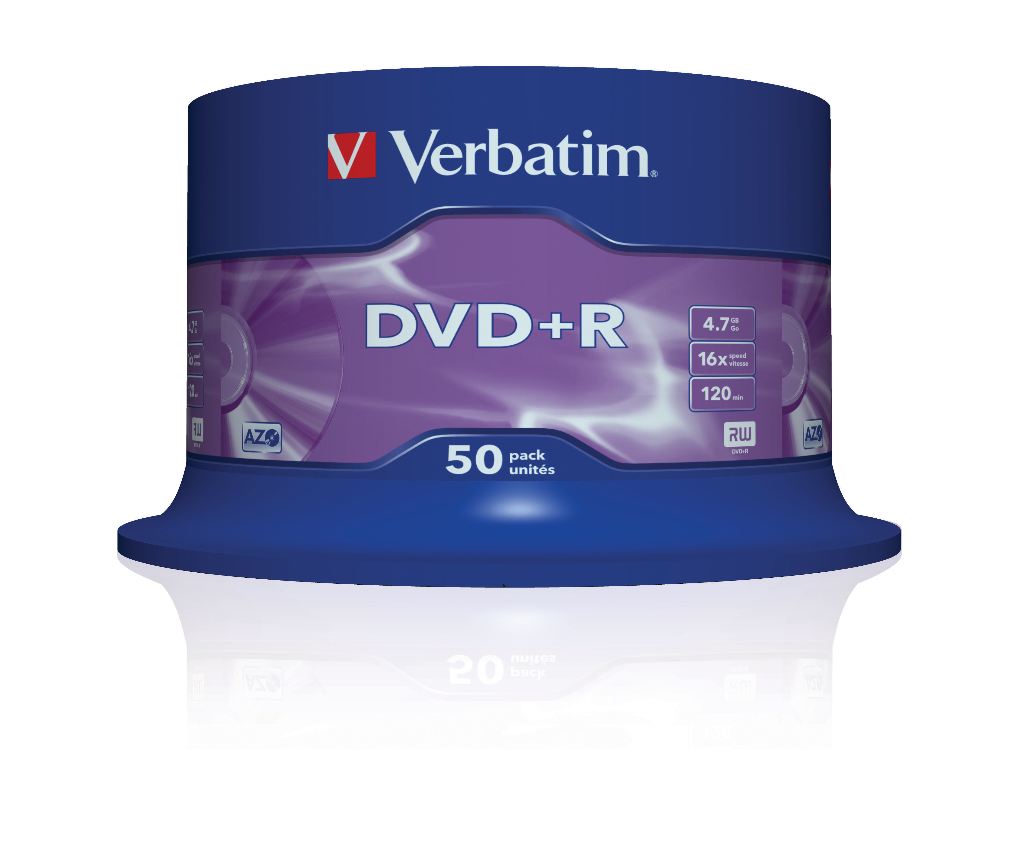 DVD+R Verbatim 4,7GB 50pcs Pack 16x Spindel azo silber retail