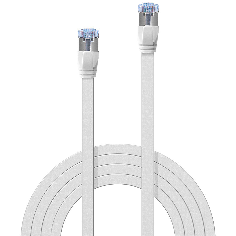 LINDY Patchkabel Cat6A U/FTP Flachband weiß 10m Patchkabel RJ45