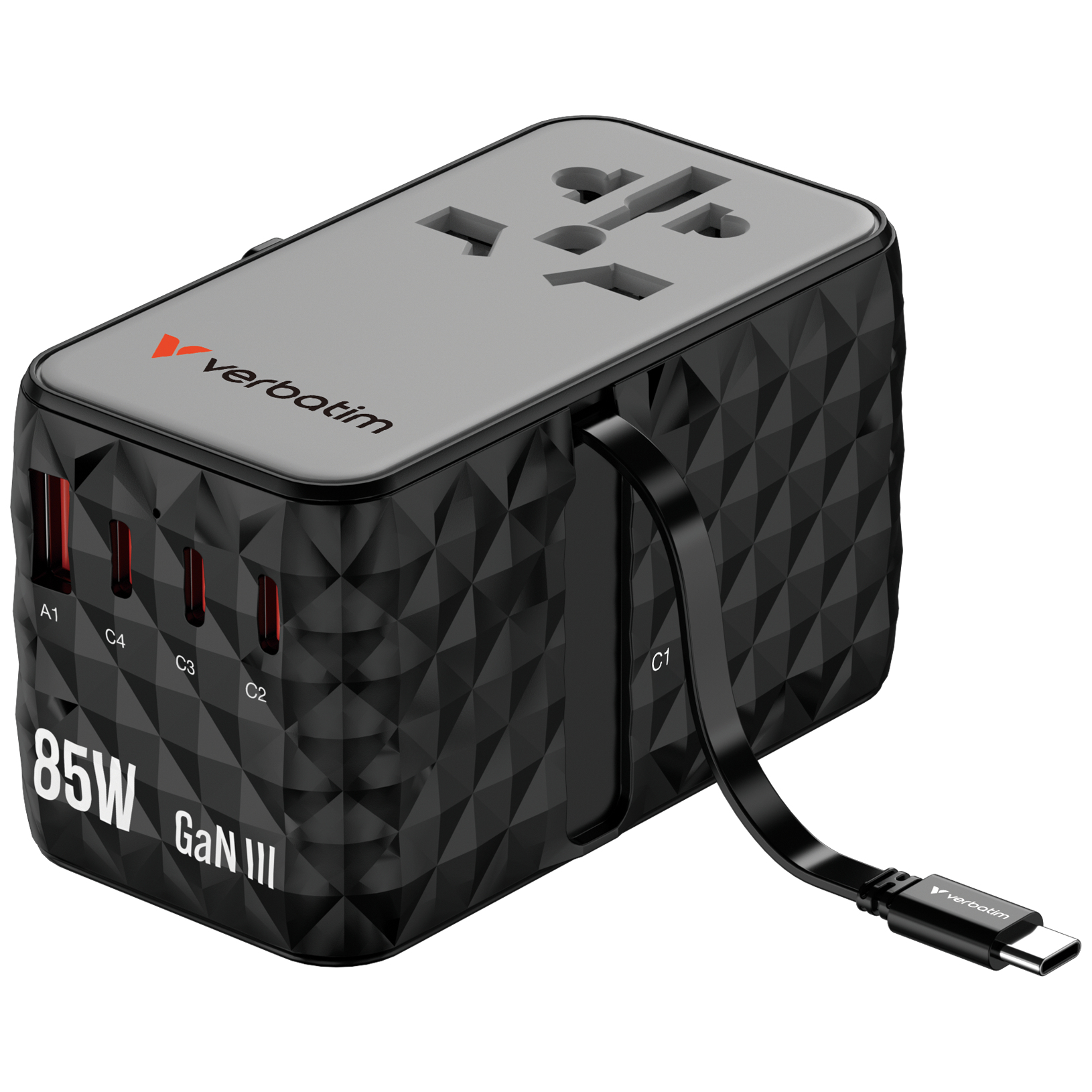 Verbatim Charge'n'Travel Adapter 85W retractable cable