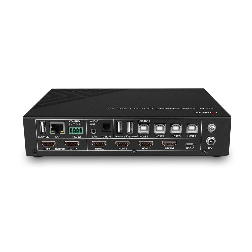 LINDY 5 Port KVM Switch Seamless Multiview 4HDMI 1USB Typ C KVM