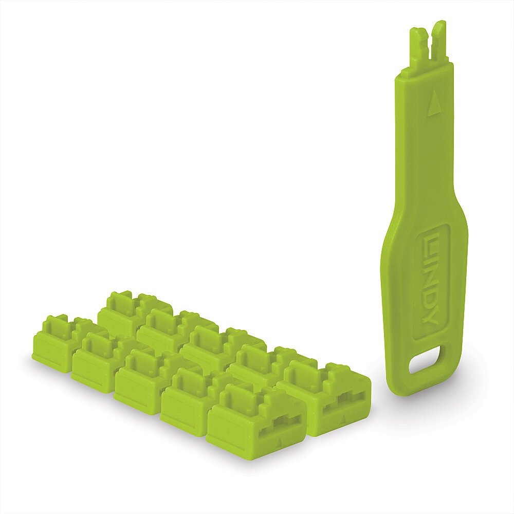 LINDY RJ45 Port Schlösser grün, 10 Stck + 1 Schlüssel LINDY RJ45 Port Schlösser grün, 10 Stck + 1 Schlüssel