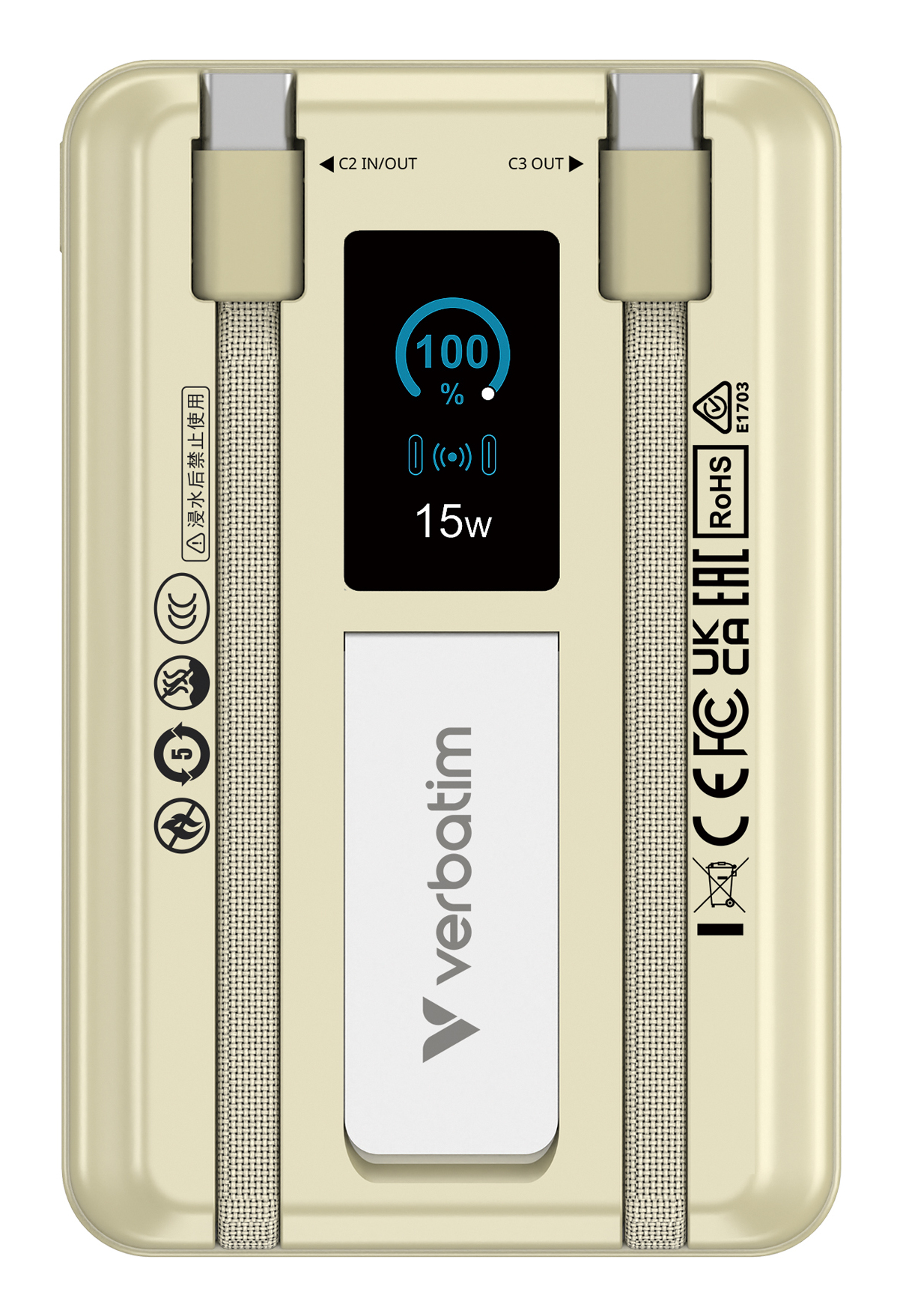 Verbatim Charge´n´Go Power Bank 2C & Display 10000mAh gold Powerbanks