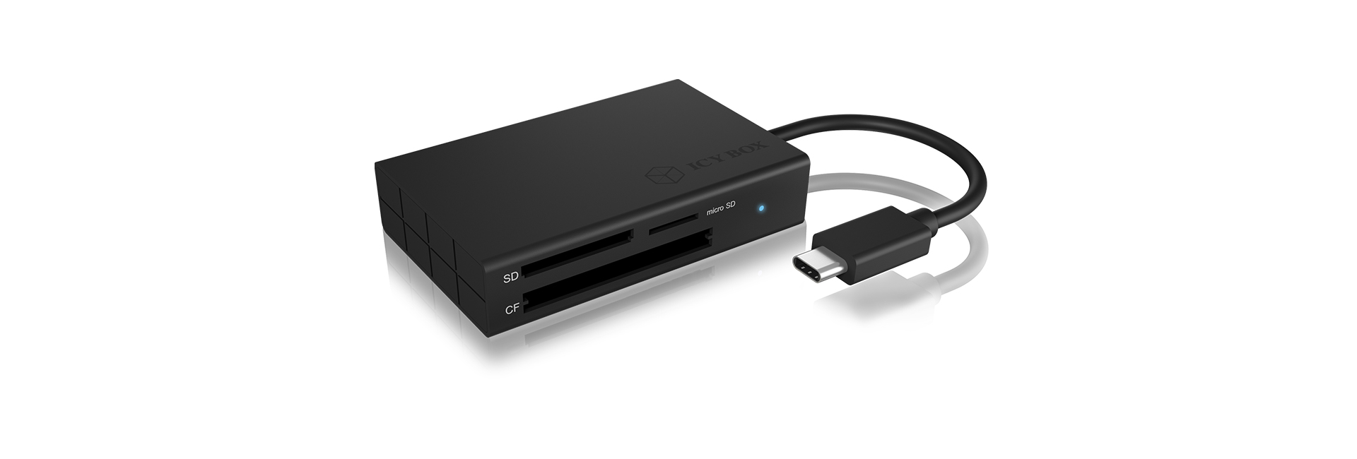 Adapter IcyBox ext. Kartenleser USB TypeC -> SD/&shy;microSD/&shy;CF retai
