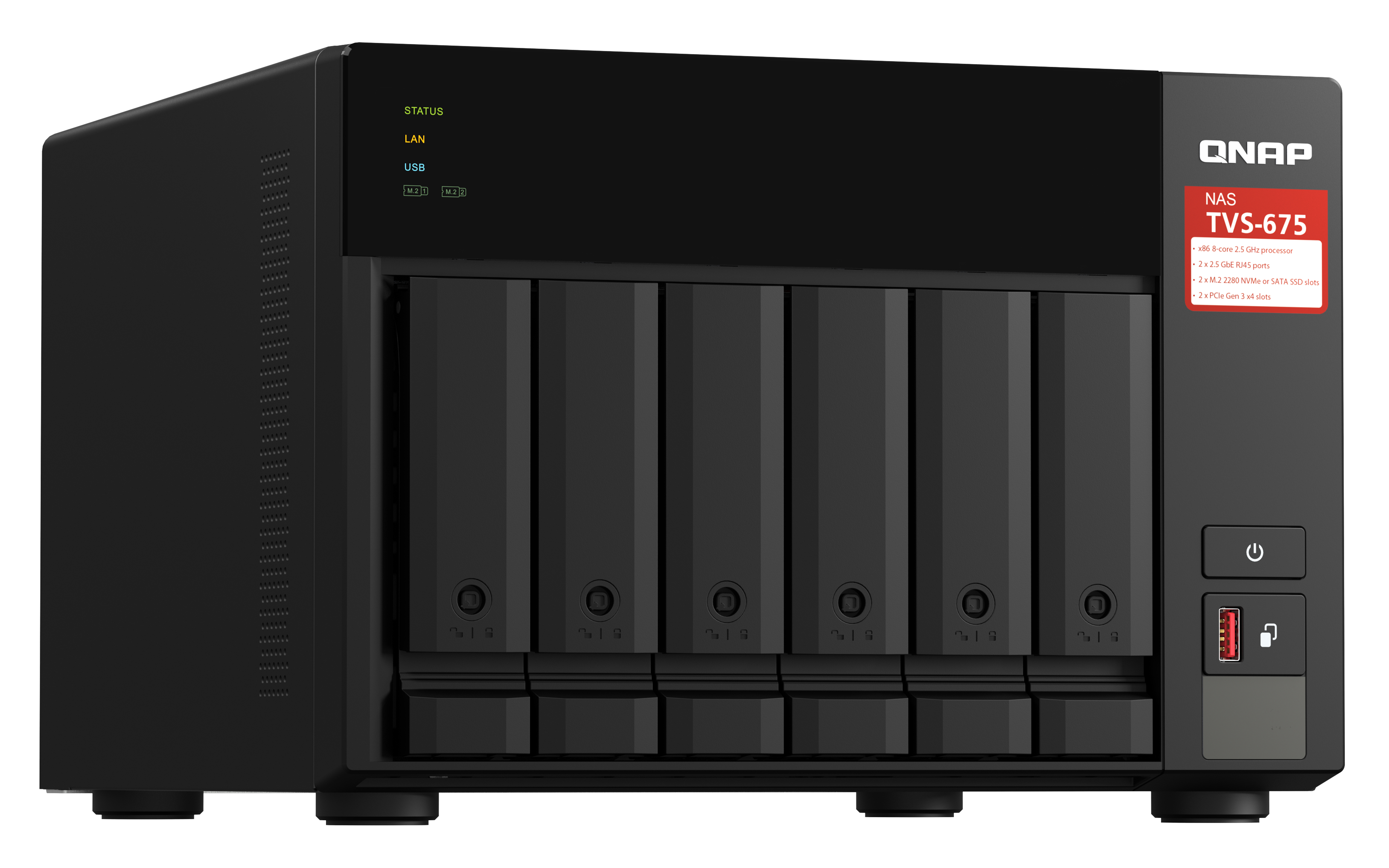 QNAP TVS-675 NAS Tower ZhaoXin KaiXian KX-6000 KX-U6580 8 GB DDR4 QuTS hero Schwarz