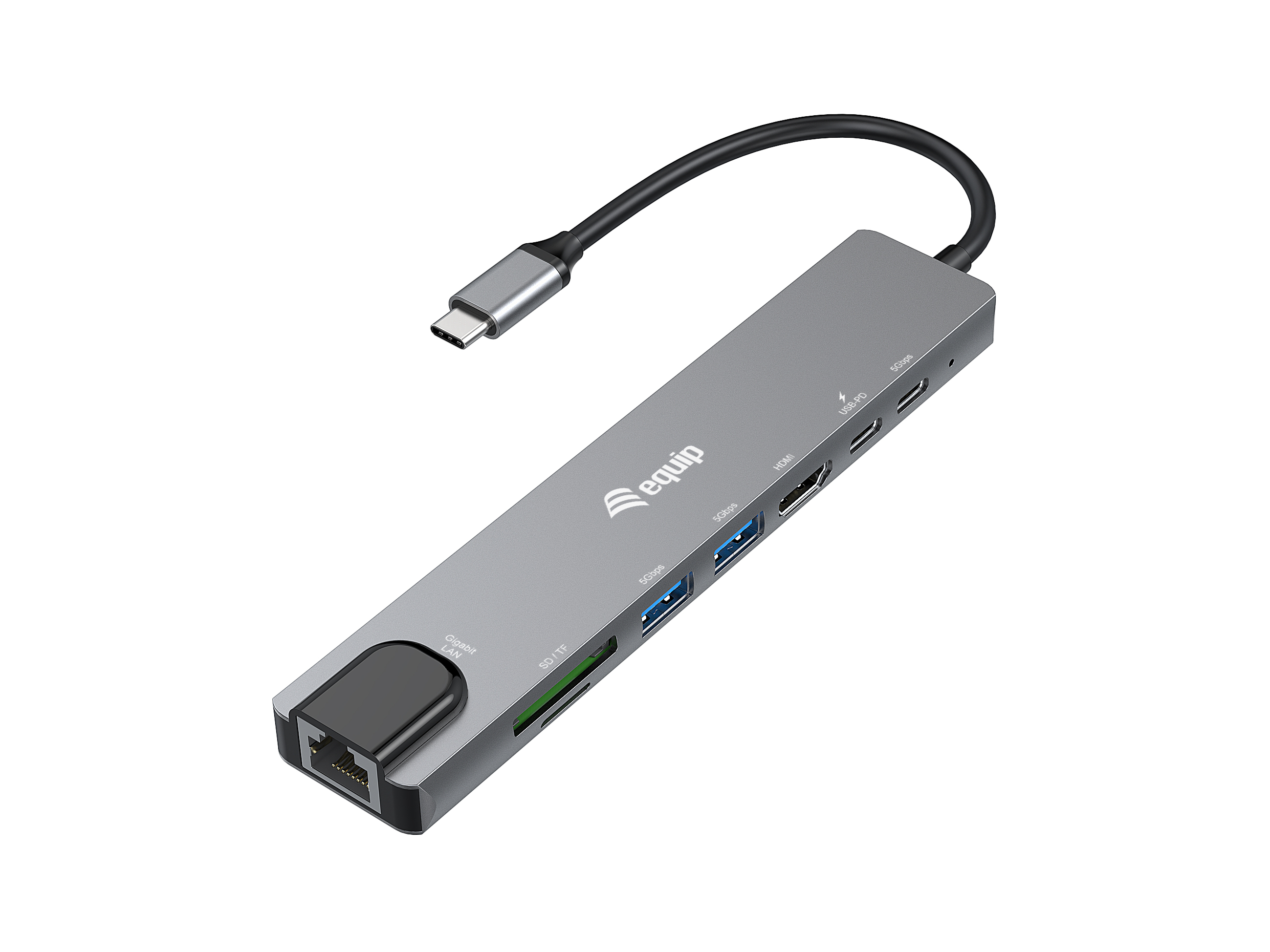 Equip Adapter USB-C->HDMI/­GbE/­2xUSB-A/­+ 4K/­ 30Hz 0.25m Alu. Equip Adapter USB-C->HDMI/­GbE/­2xUSB-A/­+ 4K/­ 30Hz 0.25m Alu.