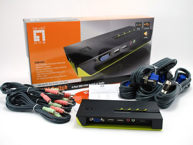 LevelOne 4-Port USB KVM Switch mit Audio