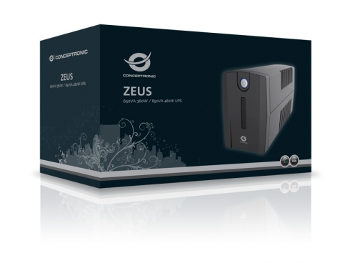 Conceptronic ZEUS01E Unterbrechungsfreie Stromversorgung (USV) Line-Interaktiv 0,65 kVA 360 W 4 AC-Ausgänge