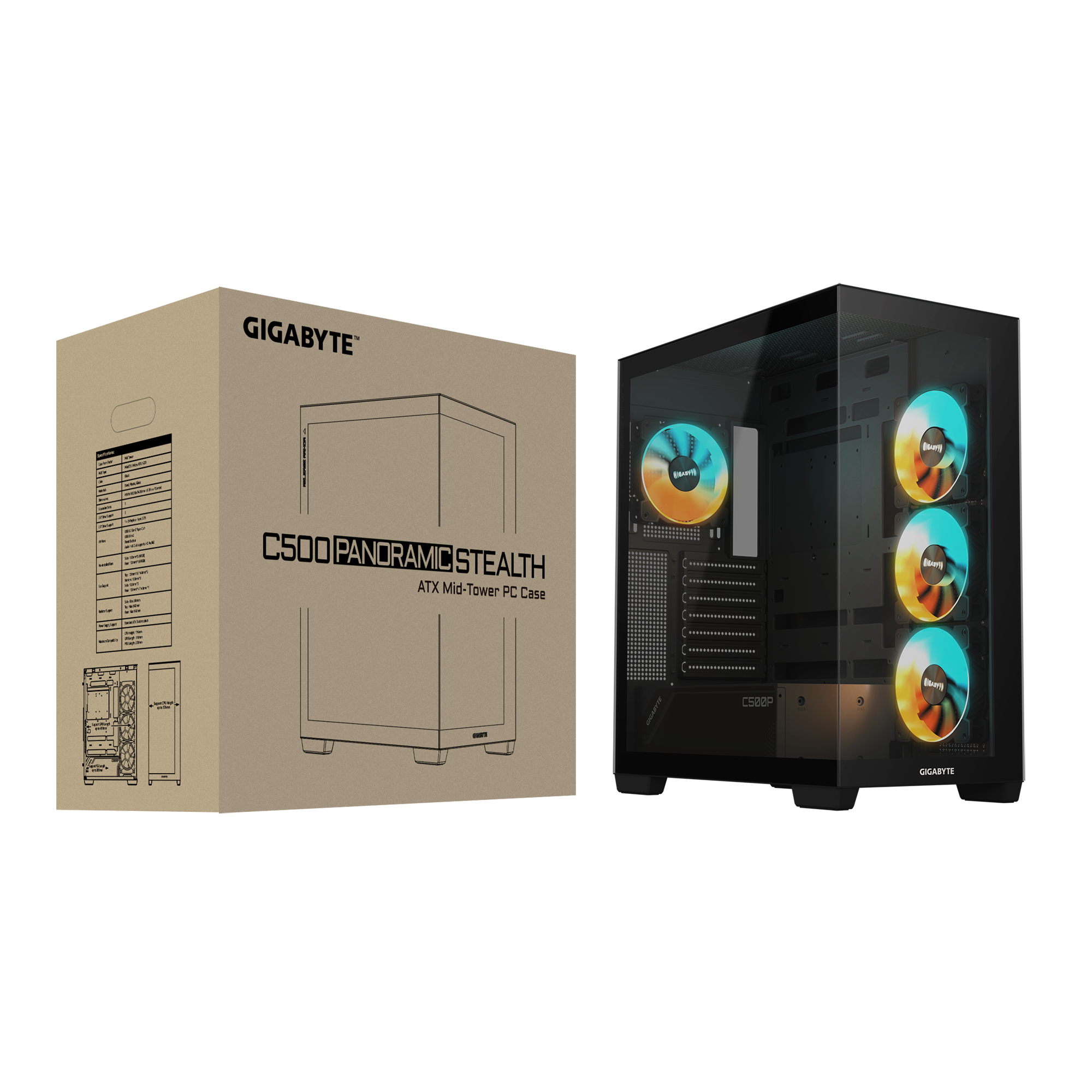 Gigabyte C500 Panoramic Stealth, black, ATX