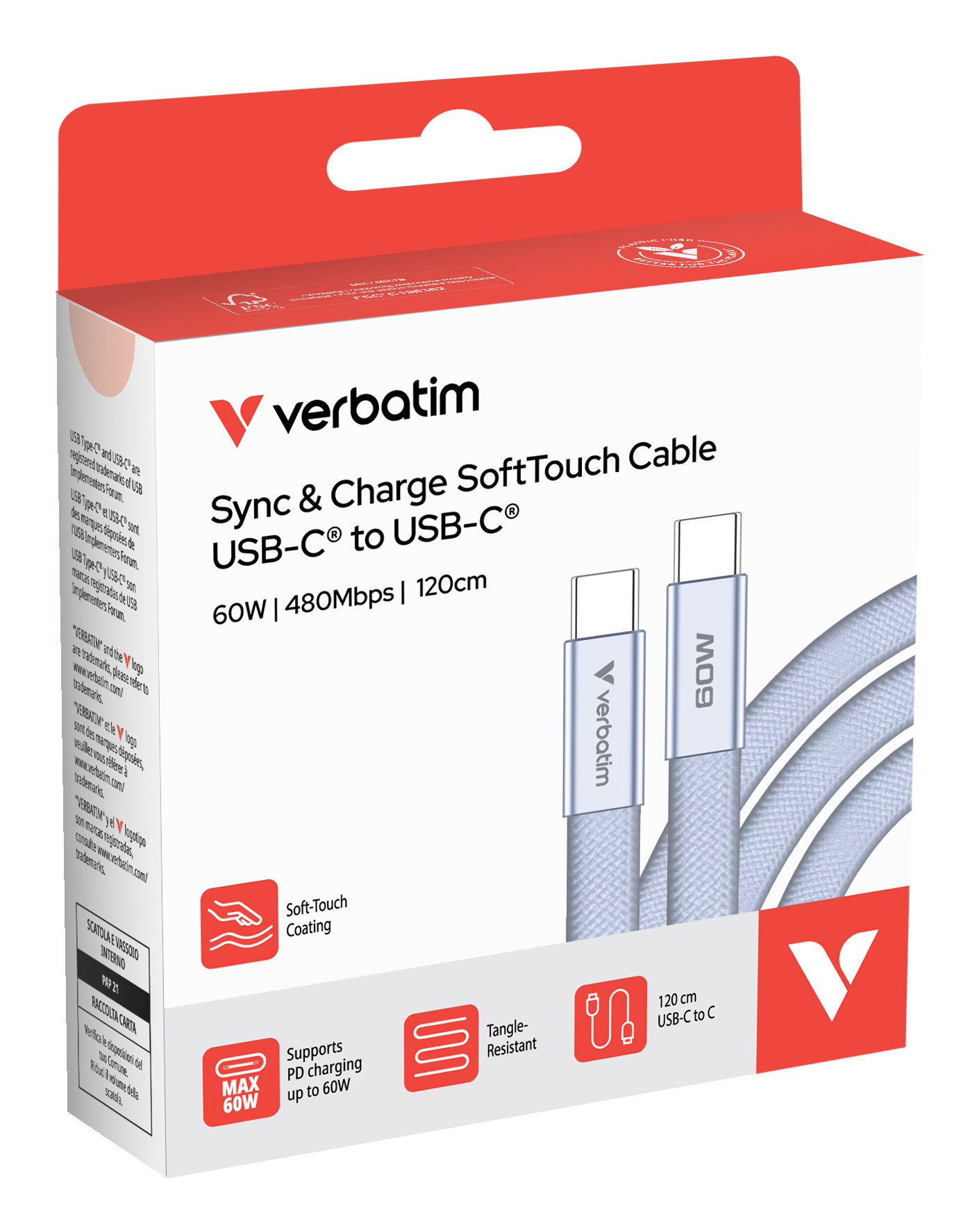 Verbatim Sync & Charge USB-C to USB-C 60W 120cm purple