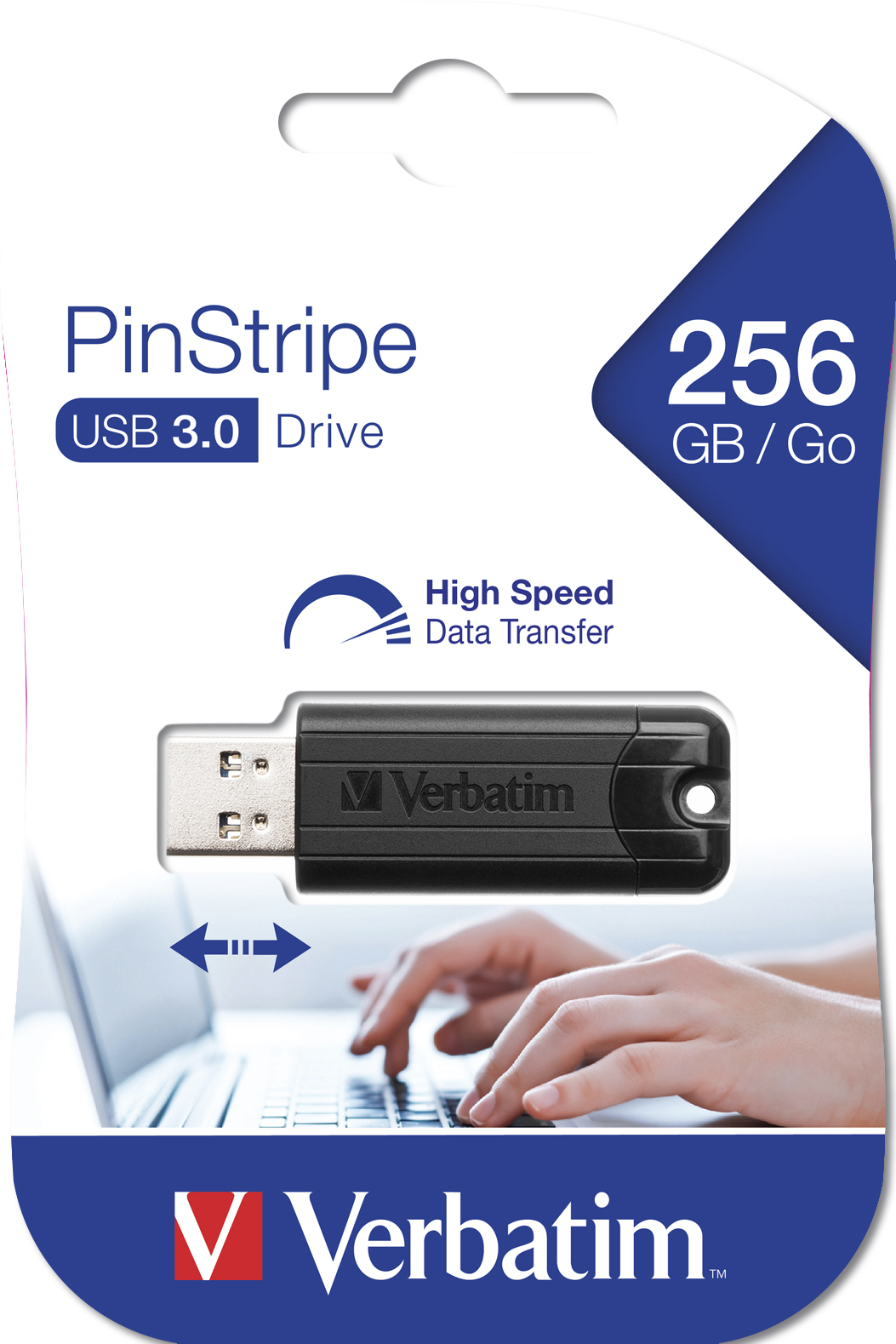 USB-Stick 256GB Verbatim 3.2 Pin Stripe Black retail