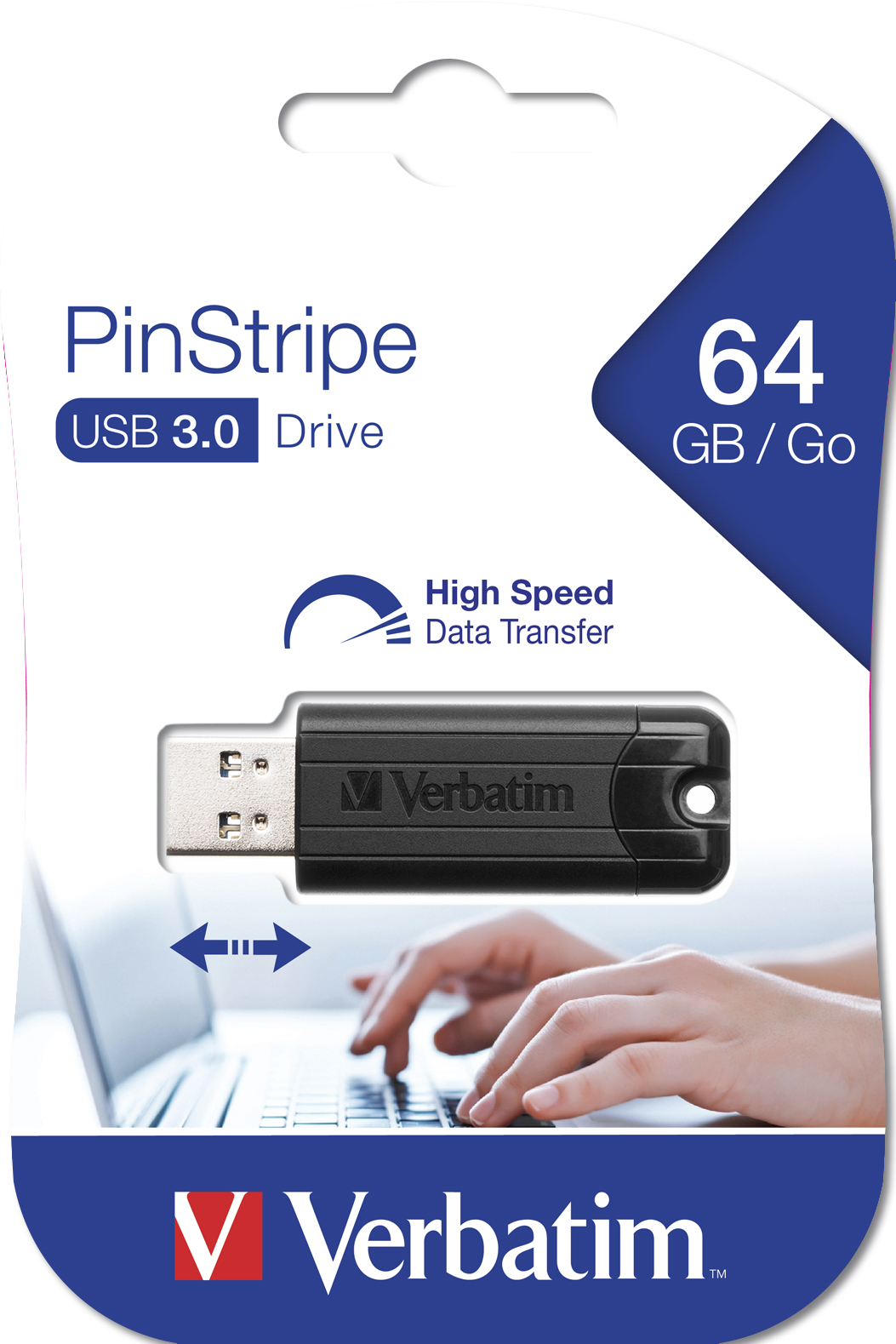 USB-Stick 64GB Verbatim 3.2 Pin Stripe Black retail