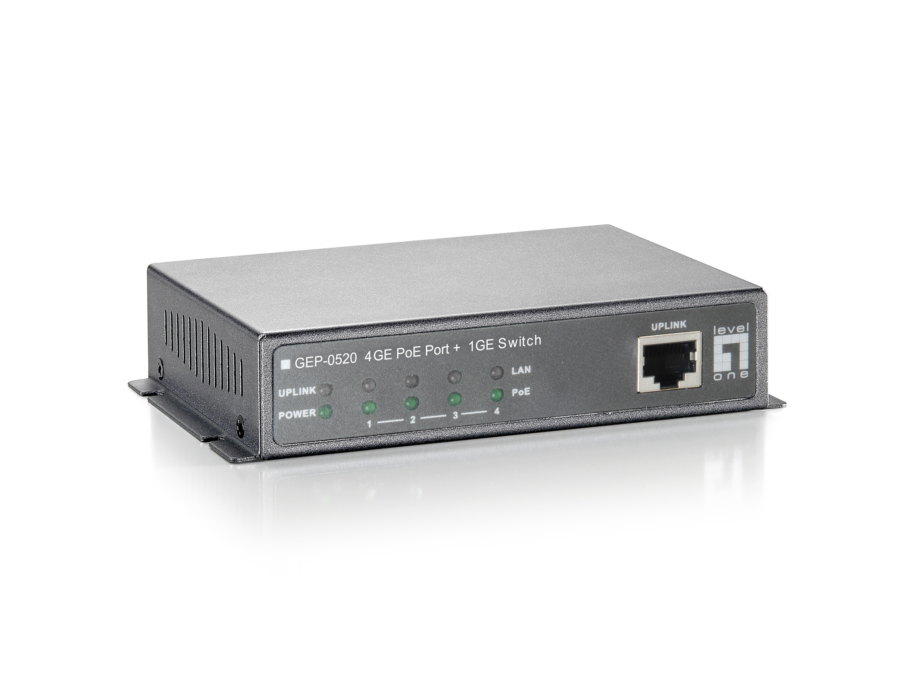 LevelOne PoE Switch  4xGE PoE/&shy;1xGE     65W unmanaged Plastik